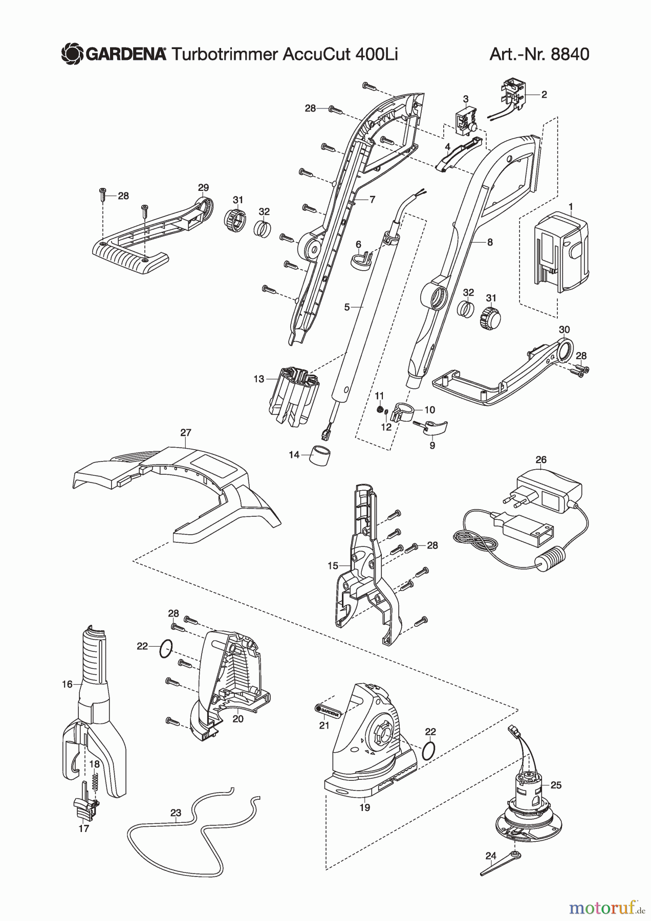  Gardena Trimmer Turbotrimmer AccuCut 400 Li