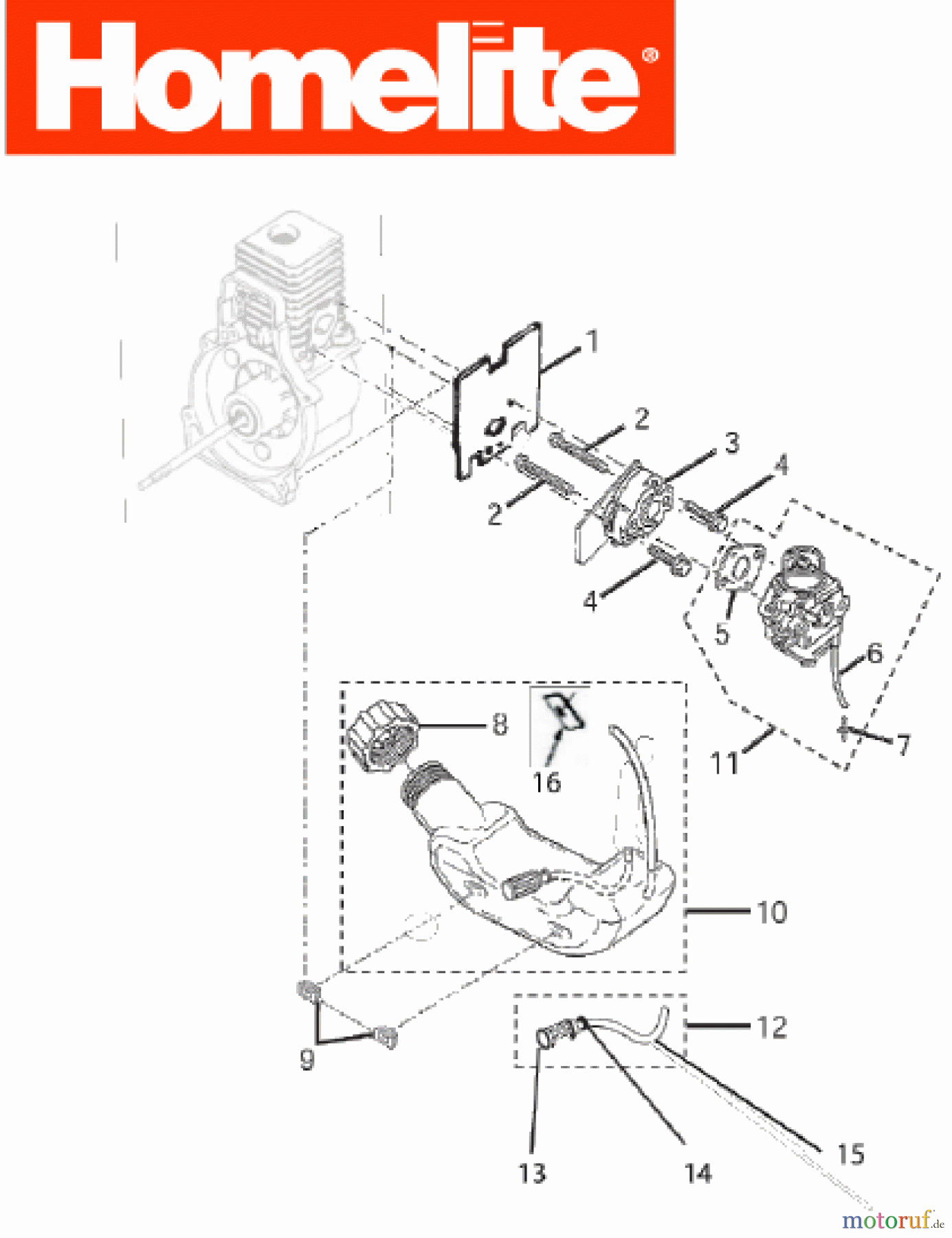  Homelite Trimmer Benzin F2020 (Baujahr 2004-2010) Tank