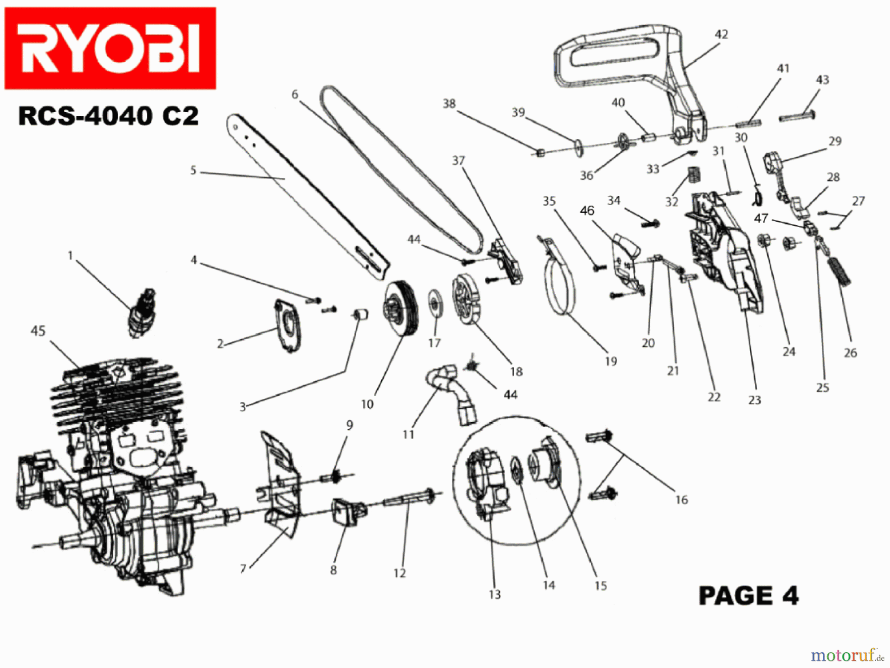 Ryobi Kettensägen Benzin RCS4040C2 Kupplung