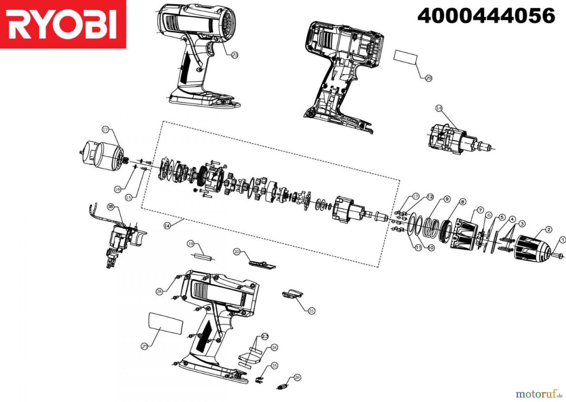  Ryobi (Schlag-)Bohrschrauber Akkuschrauber R18DDP-0 18 V AKKU-BOHRSCHRAUBER  R18DDP-0 18 V AKKU-BOHRSCHRAUBER