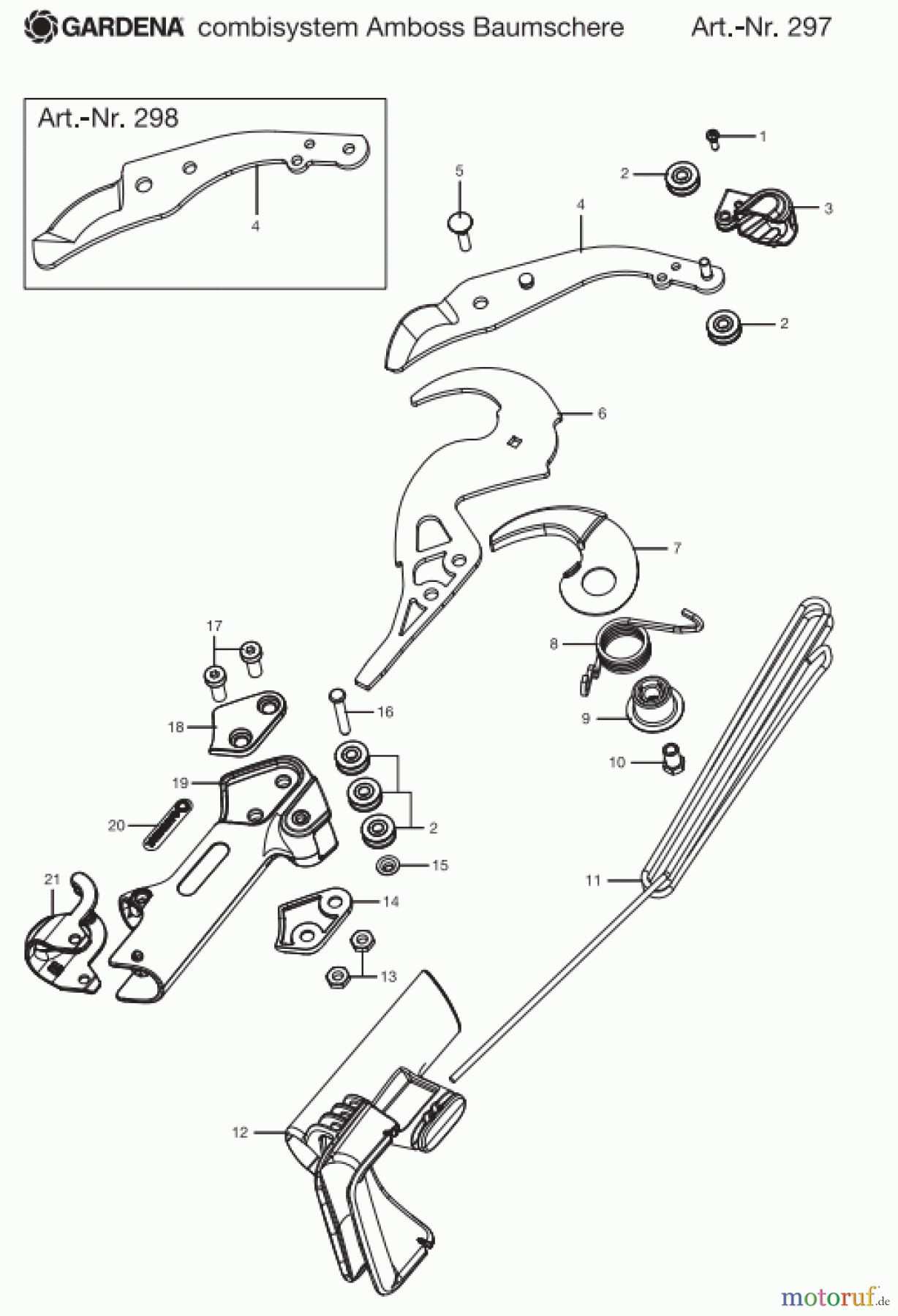  Gardena Gartenschere combisytsem Amboss Baumschere