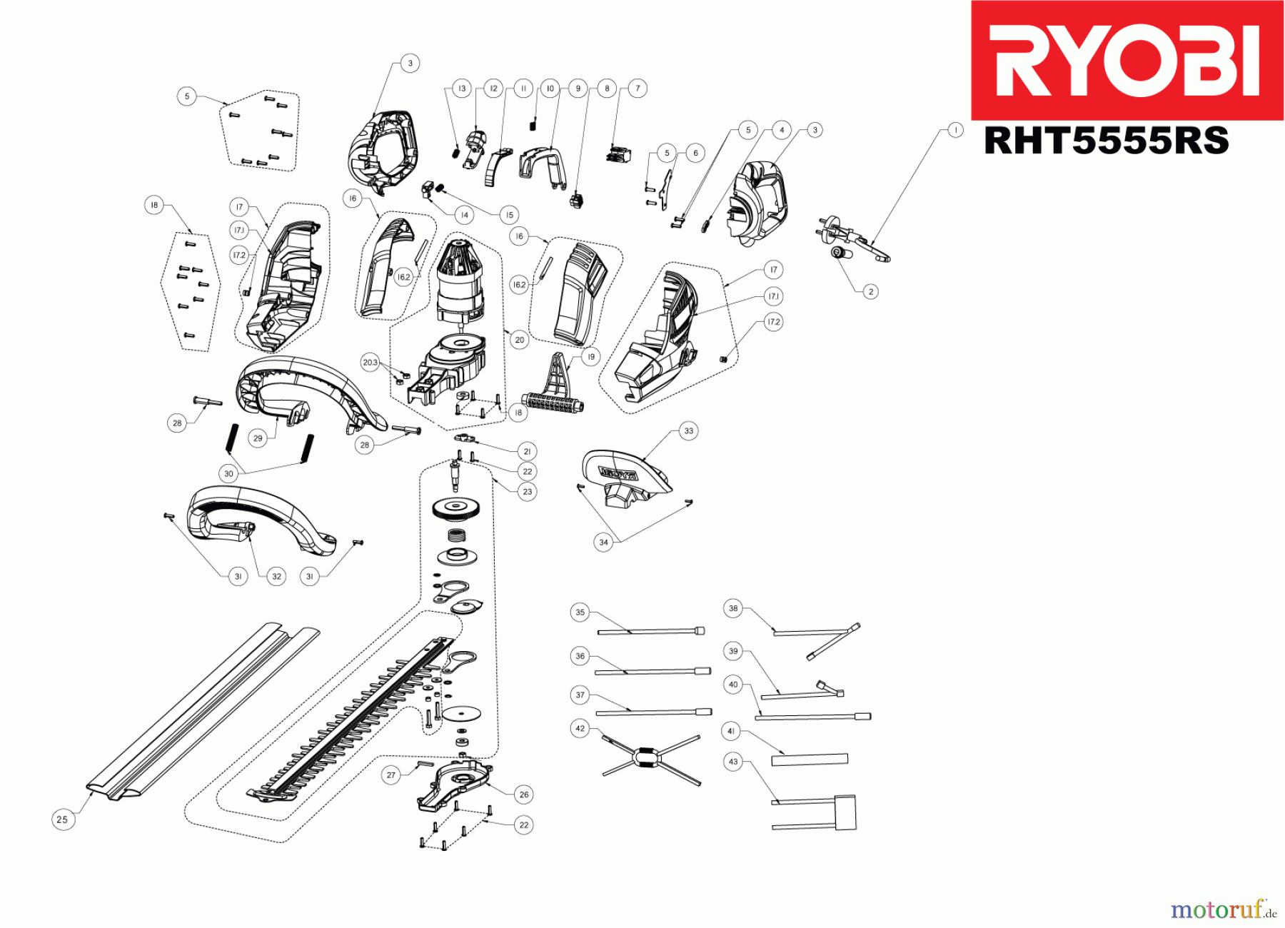  Ryobi Heckenscheren Elektro RHT5555RS 550 W Elektro-Heckenschere