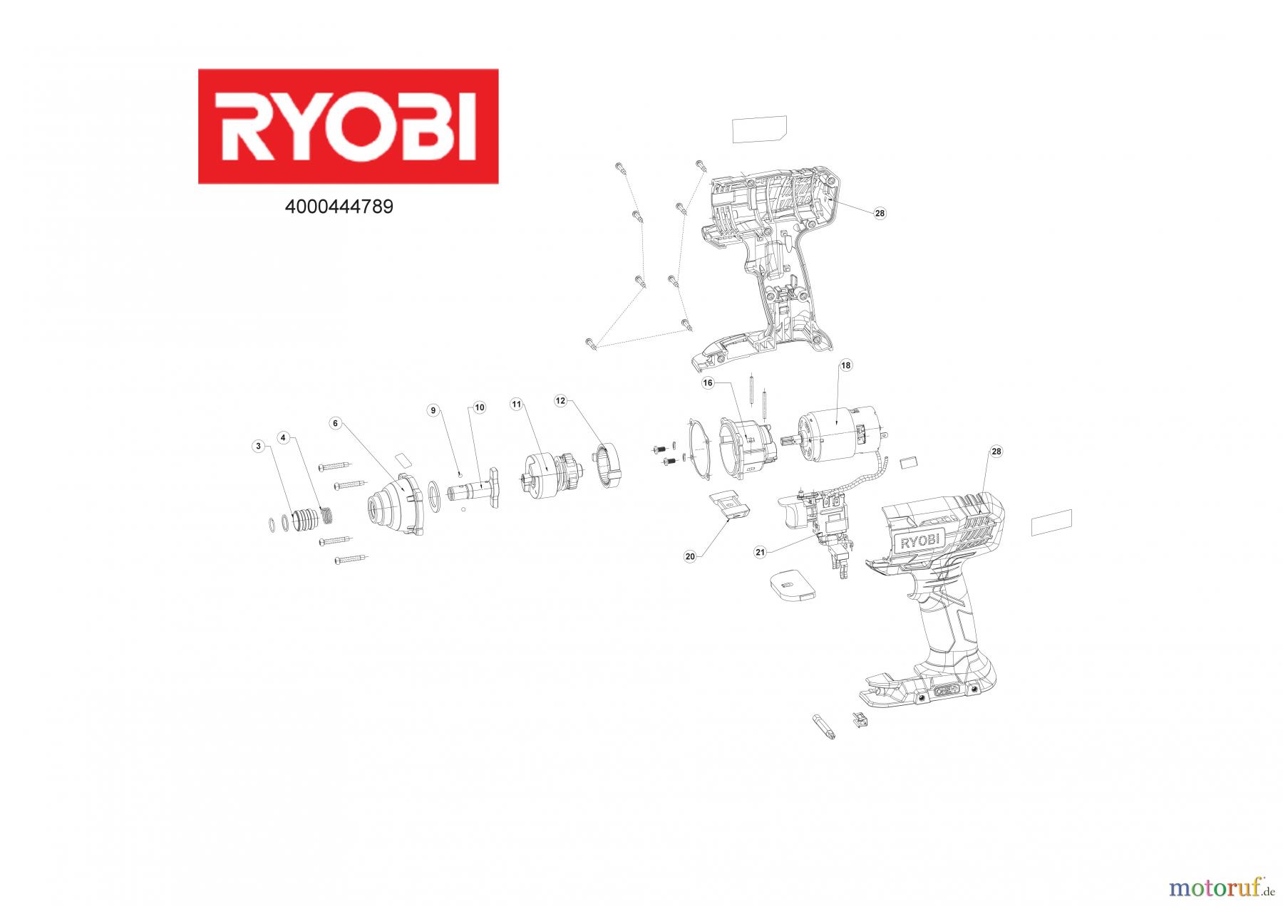  Ryobi (Schlag-)Bohrschrauber Akkuschrauber R18IDP 18 V Akku-Schlagschrauber Seite 1