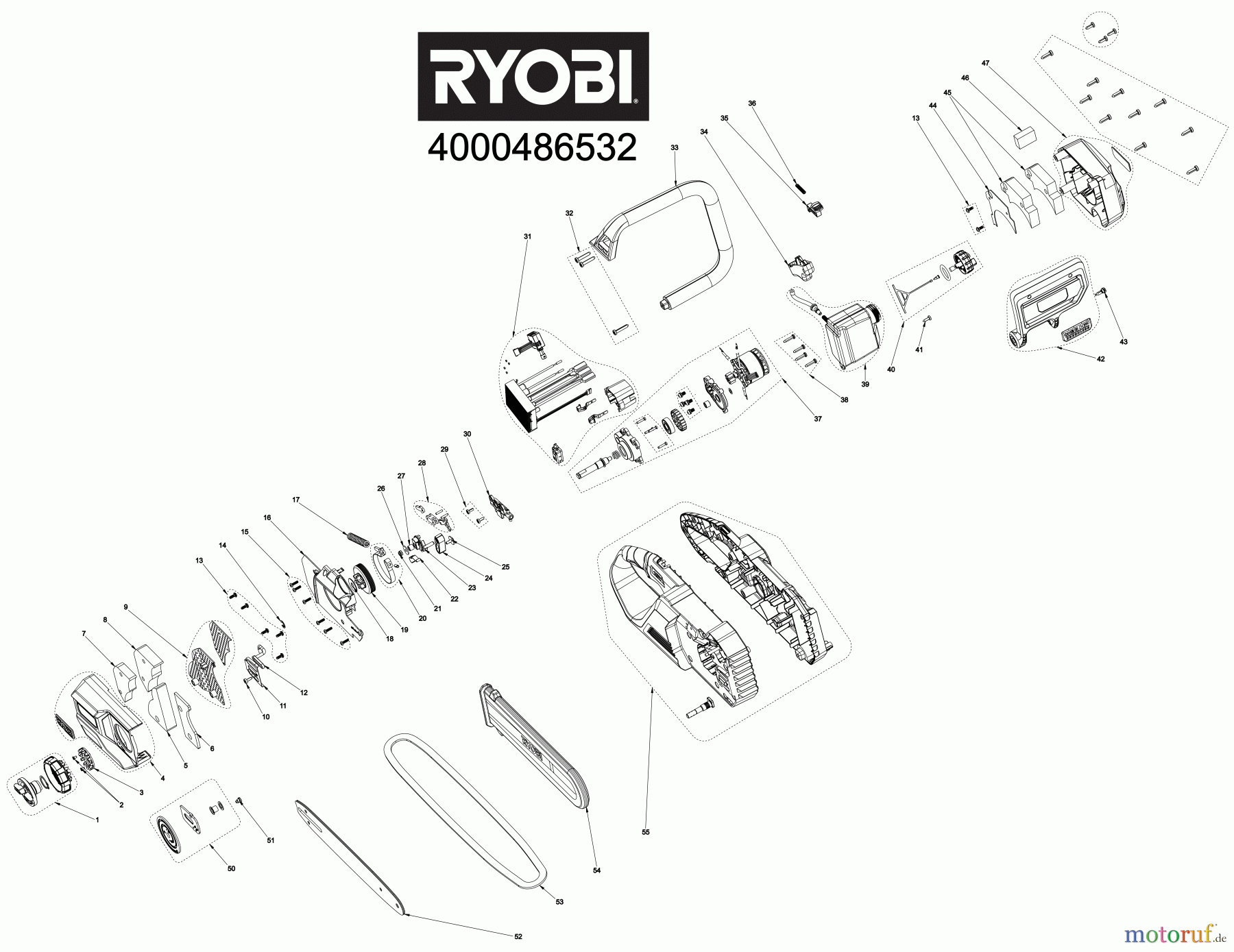  Ryobi Kettensägen Akku RY18CSX30A 18 V ONE+ HP Whisper™ Brushless Akku-Kettensäge, Schwertlänge 30 cm Seite 1