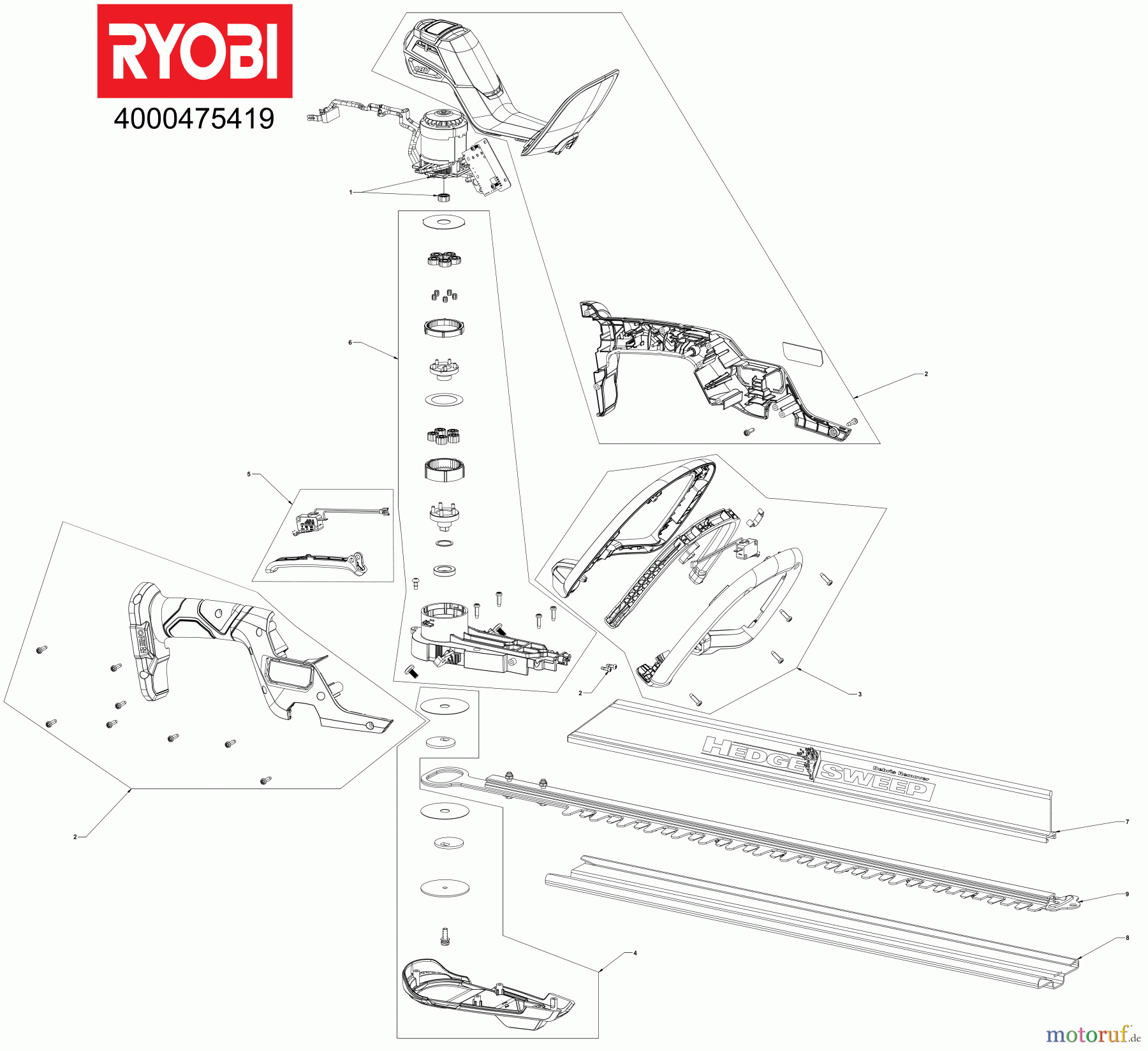  Ryobi Heckenscheren Akku RY18HTX60A 18 V ONE+ HP Brushless Akku-Heckenschere, Sägeblattlänge 60 cm Seite 1