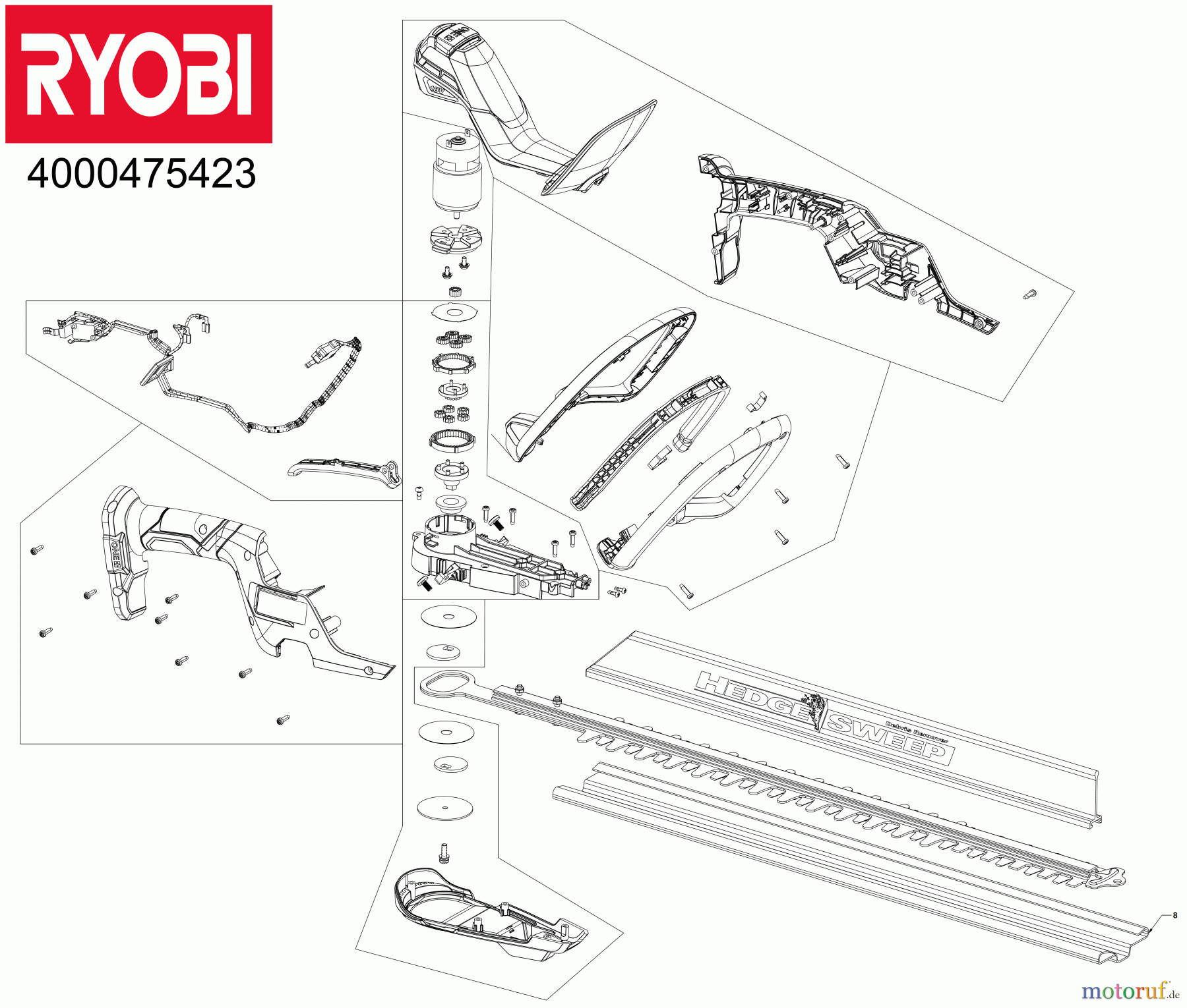  Ryobi Heckenscheren Akku RY18HT55A 18 V ONE+ Akku-Heckenschere, Sägeblattlänge 55 cm Seite 1