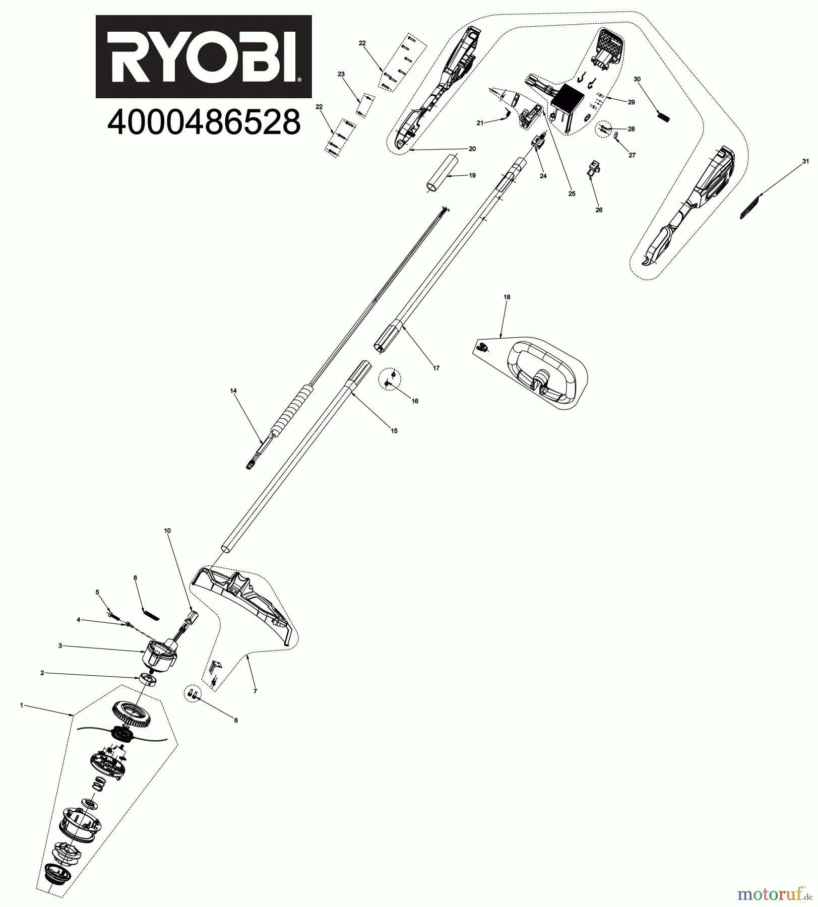  Ryobi Rasentrimmer Akku RY18LTX38A Seite 1