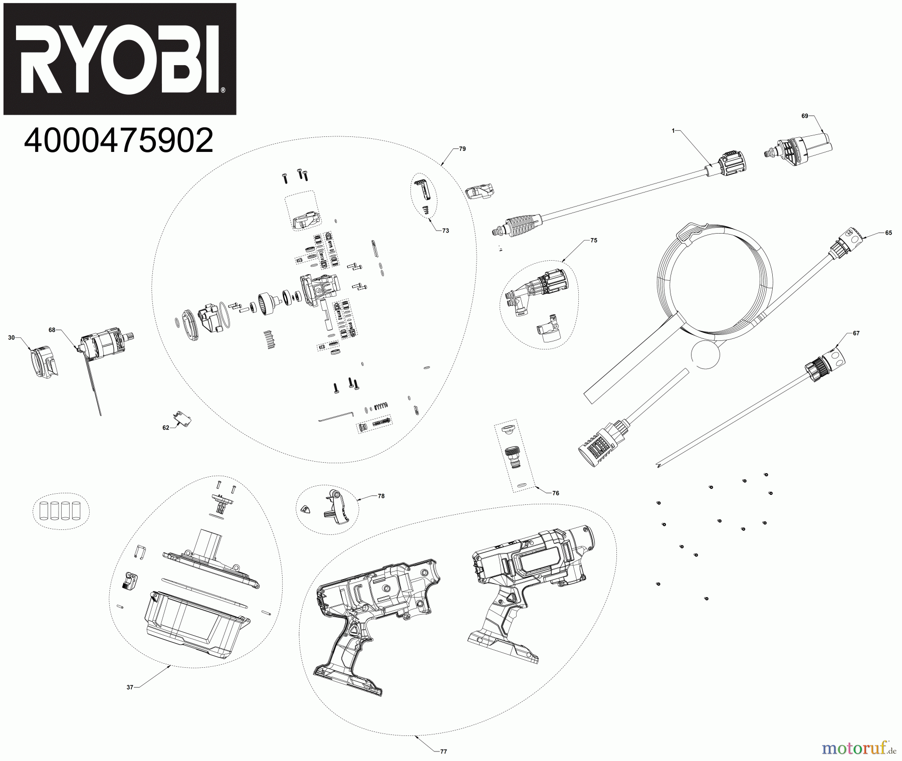  Ryobi Hochdruckreiniger RY18PWX41A 18 V ONE+ HP Brushless Akku-Reinigungsbürste, max. Druck 41 bar, Seite 1