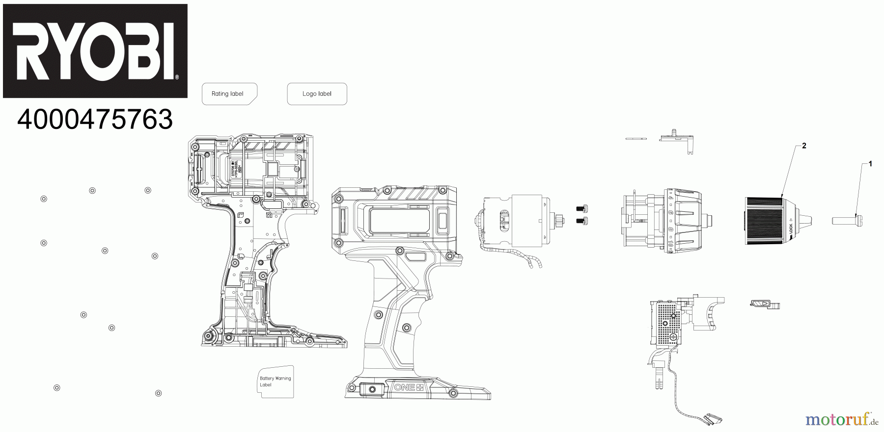  Ryobi (Schlag-)Bohrschrauber Bohrschrauber RDD18 18 V ONE+ Akku-Bohrschrauber Seite 1