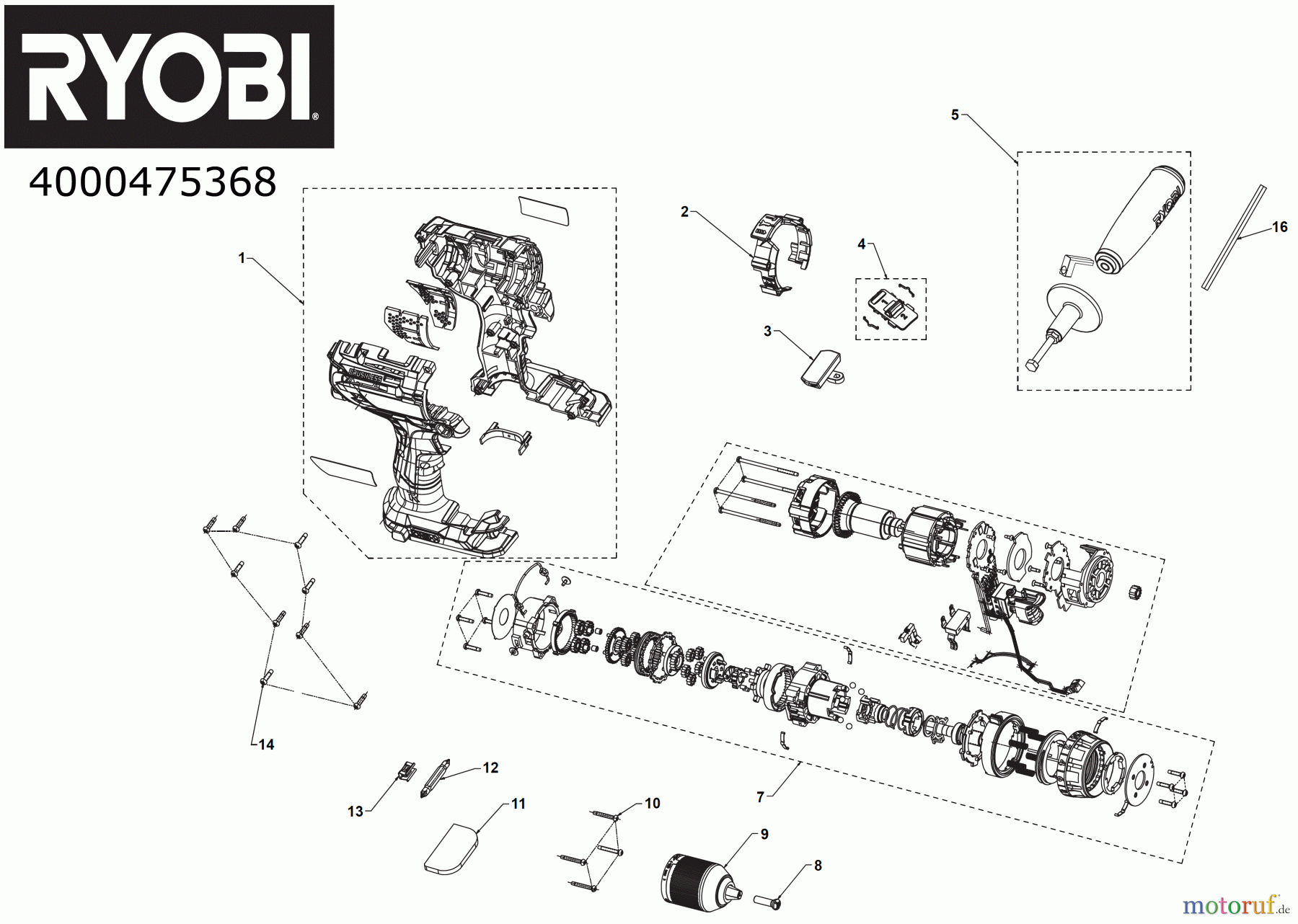  Ryobi (Schlag-)Bohrschrauber Bohrschrauber mit Schlagbohrfunktion R18PD7 18 V ONE+ Brushless Akku-Schlagbohrschrauber Seite 1