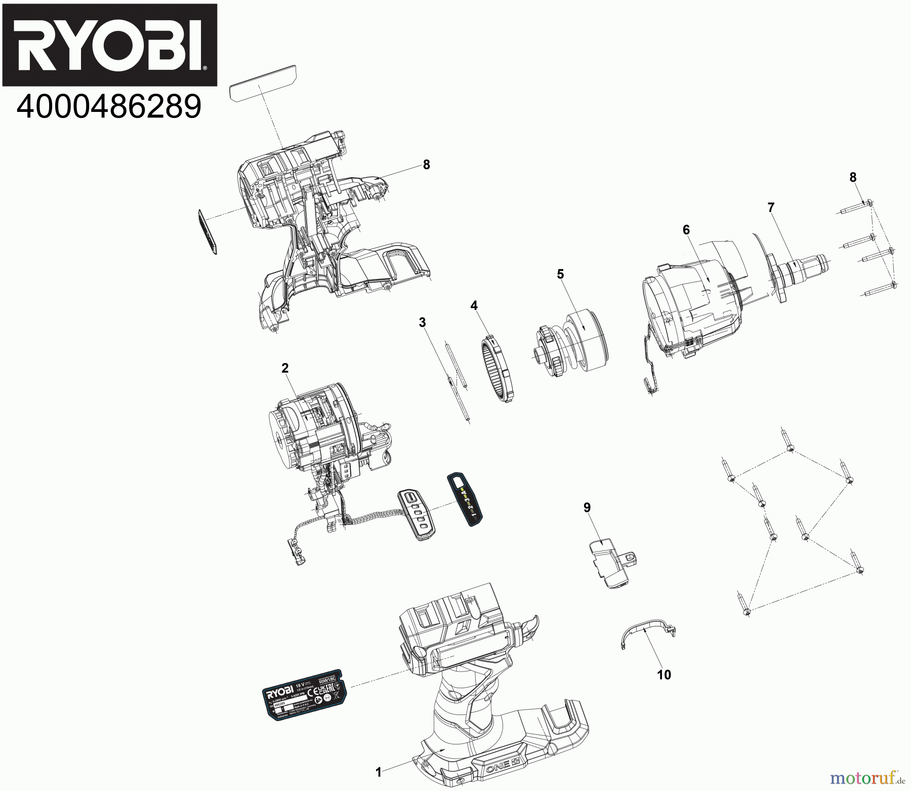  Ryobi (Schlag-)Bohrschrauber Bohrschrauber mit Schlagbohrfunktion RIW18C Akku-Schlagschrauber Seite 1