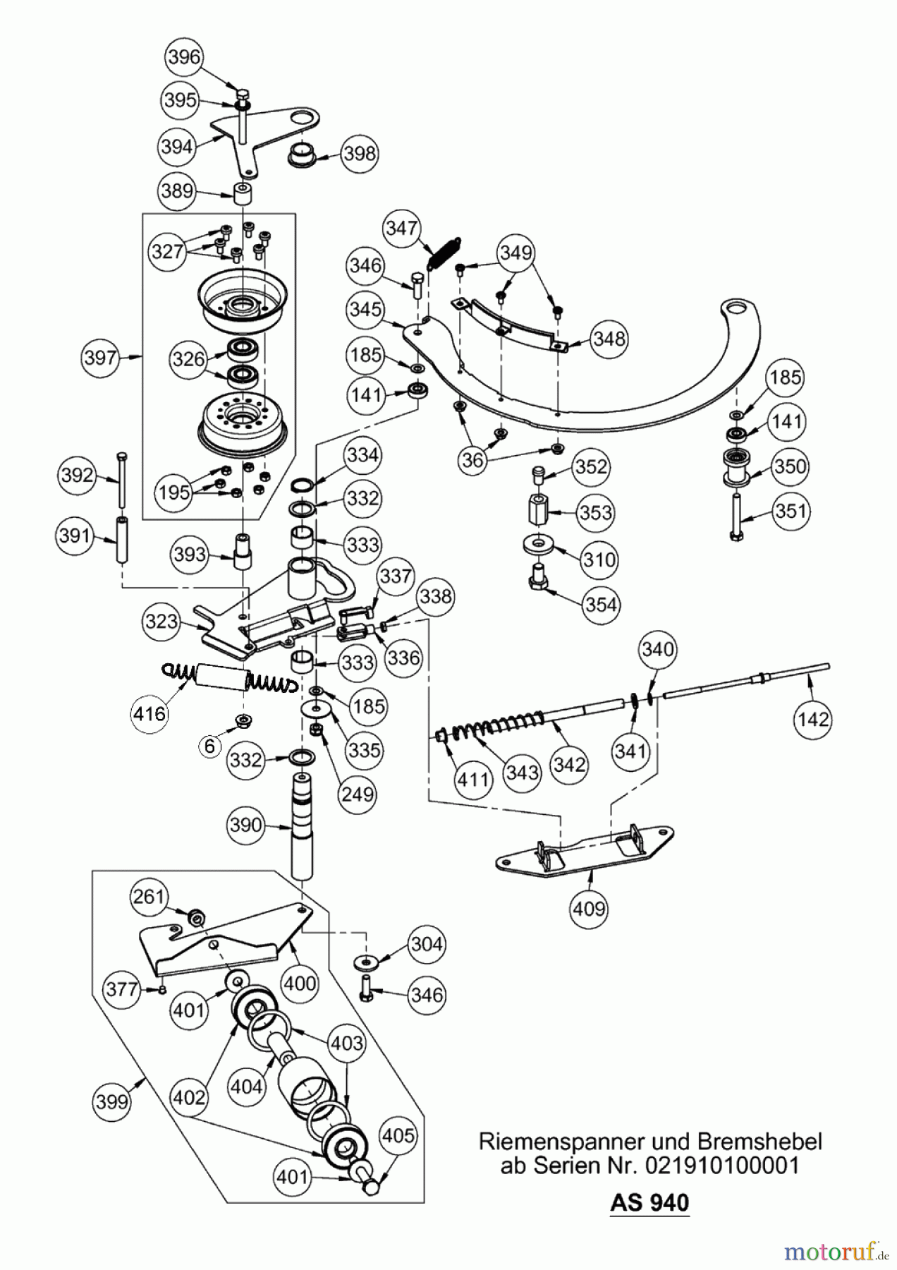  AS-Motor (neu) Hochgras Aufsitzmäher AS 940 Sherpa 4WD XL B&S ab FNr. 039323030001  Riemenspanner und Bremshebel