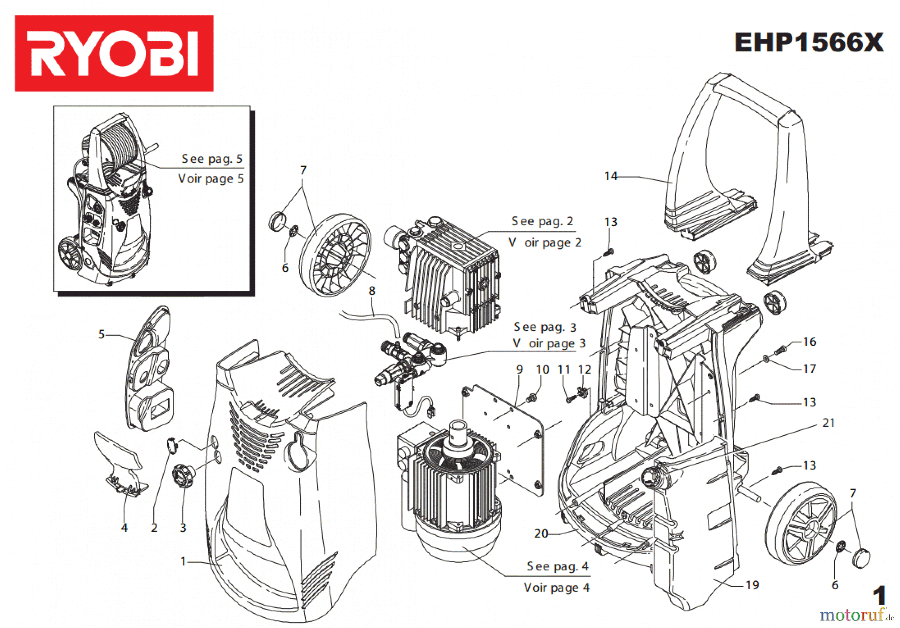  Ryobi Hochdruckreiniger EHP1566X Seite1
