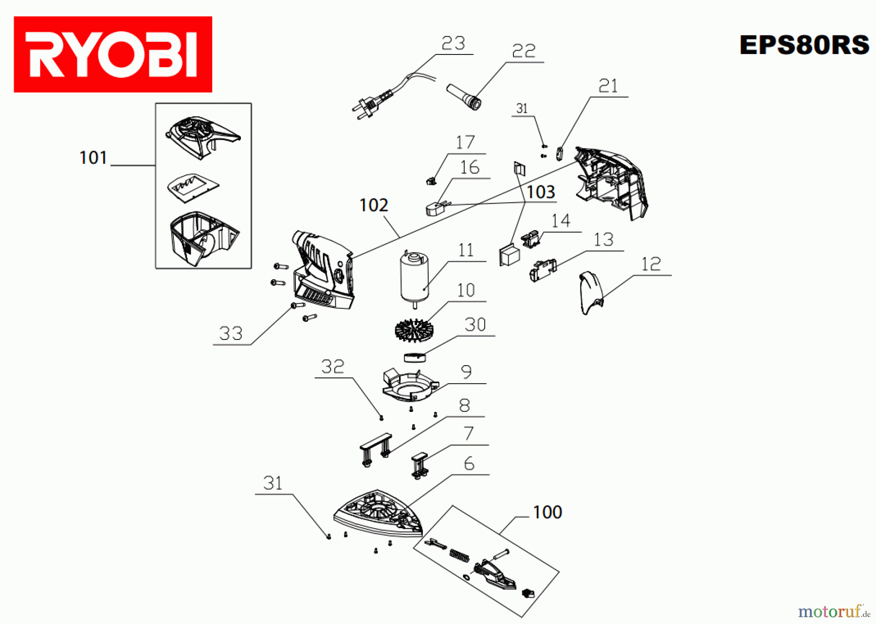  Ryobi Schleifgeräte Delta- und Multischleifgeräte EPS80RS Seite1