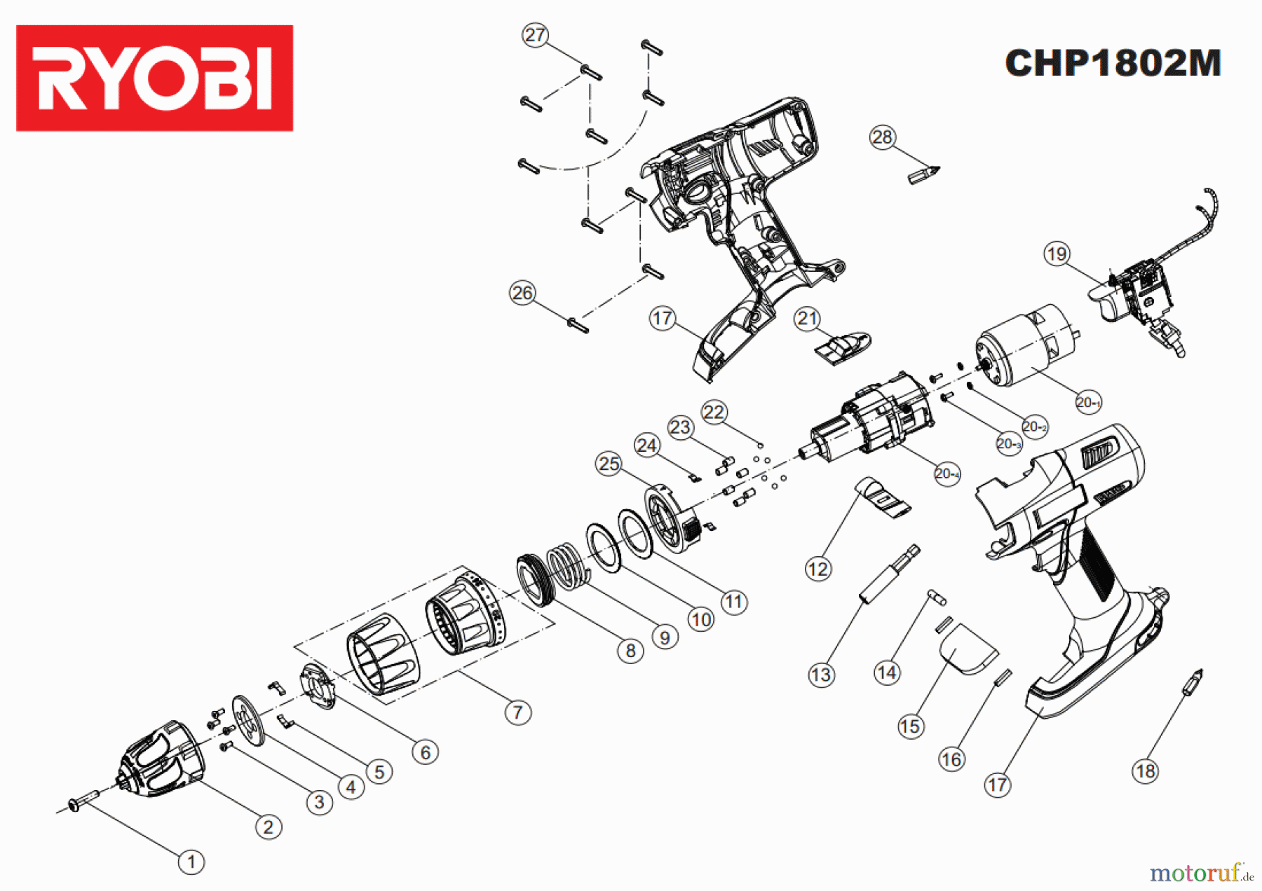  Ryobi (Schlag-)Bohrschrauber Bohrschrauber CHP1802M Seite 1