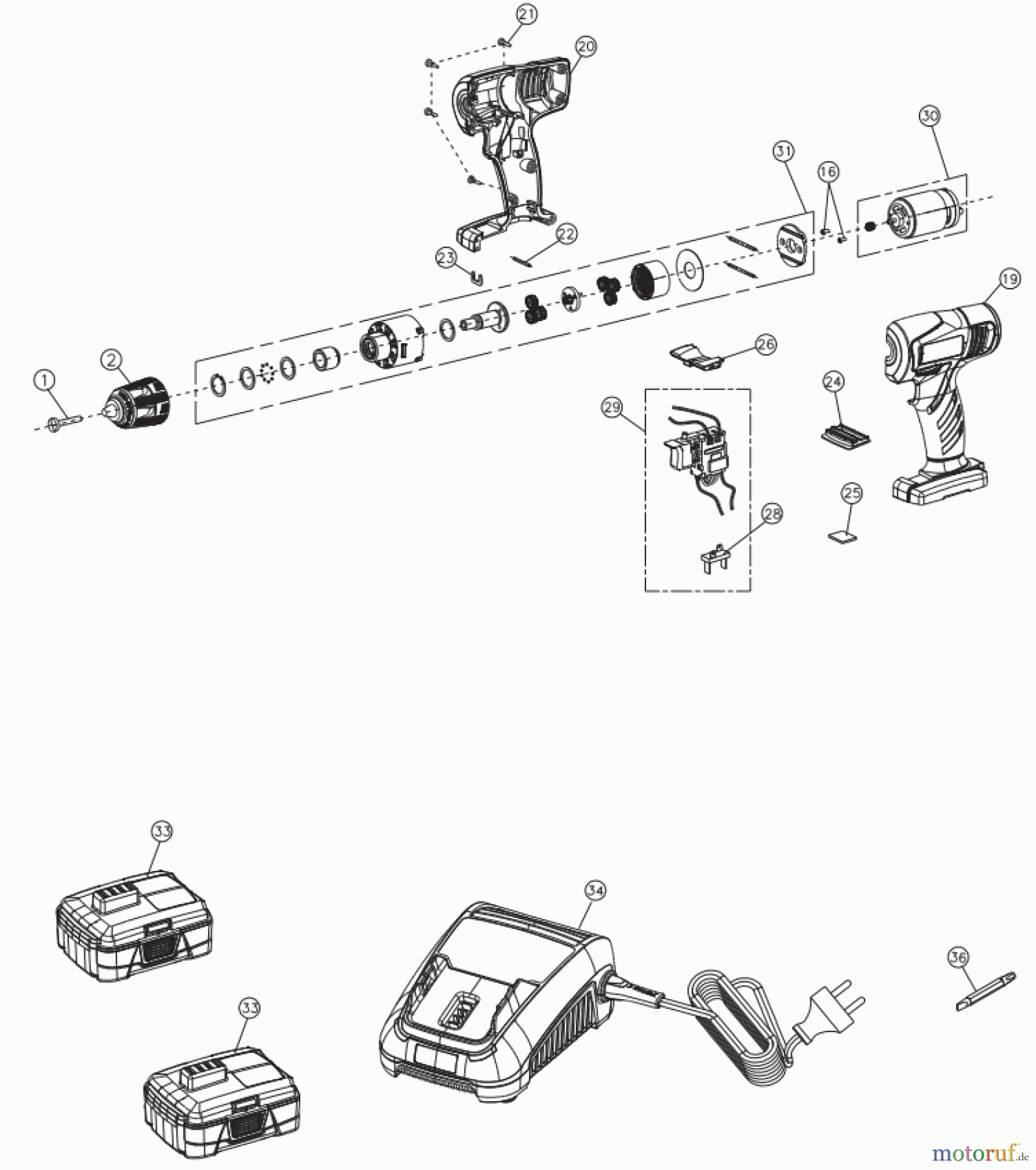  Ryobi (Schlag-)Bohrschrauber Bohrschrauber LSD1202PB Seite 1