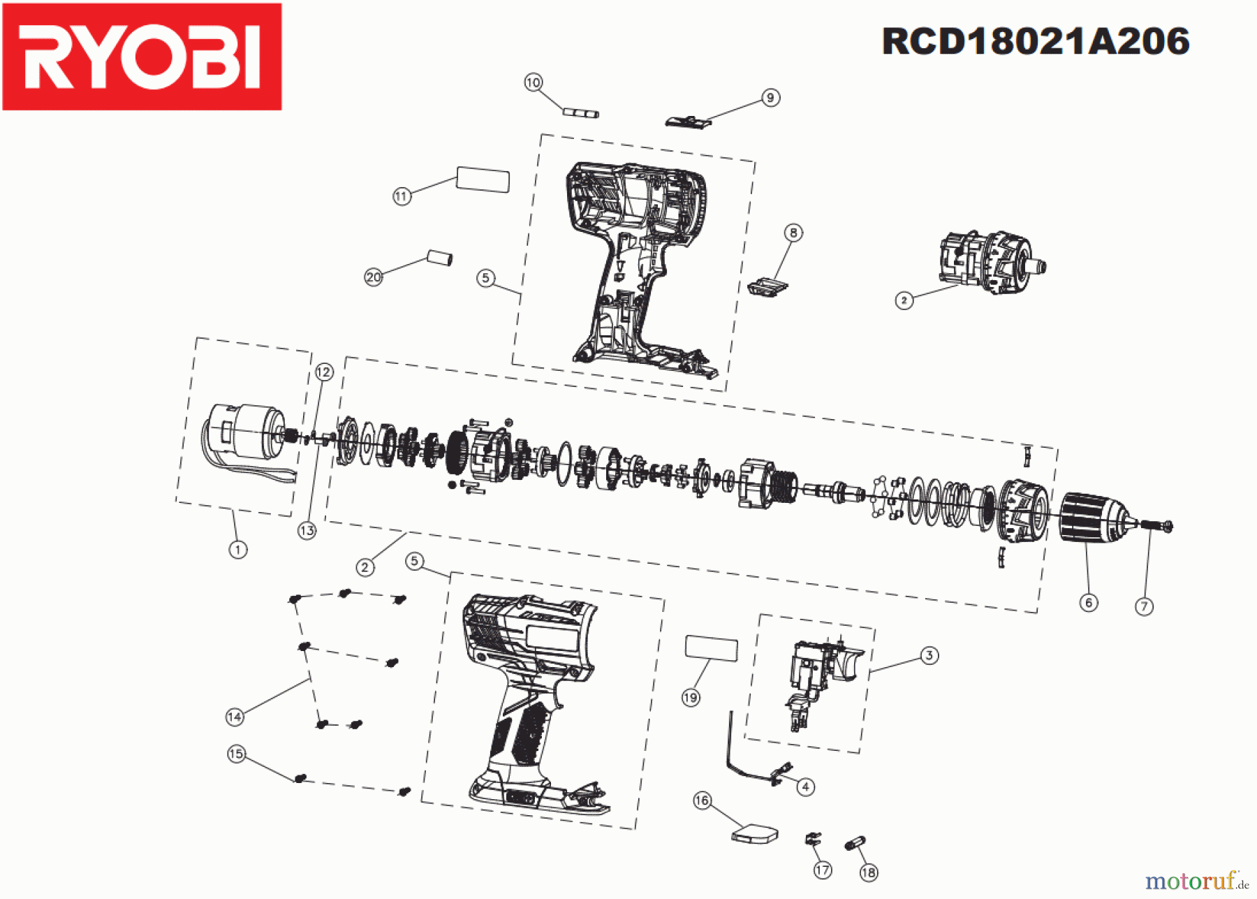 Ryobi (Schlag-)Bohrschrauber Bohrschrauber  RCD18021A206