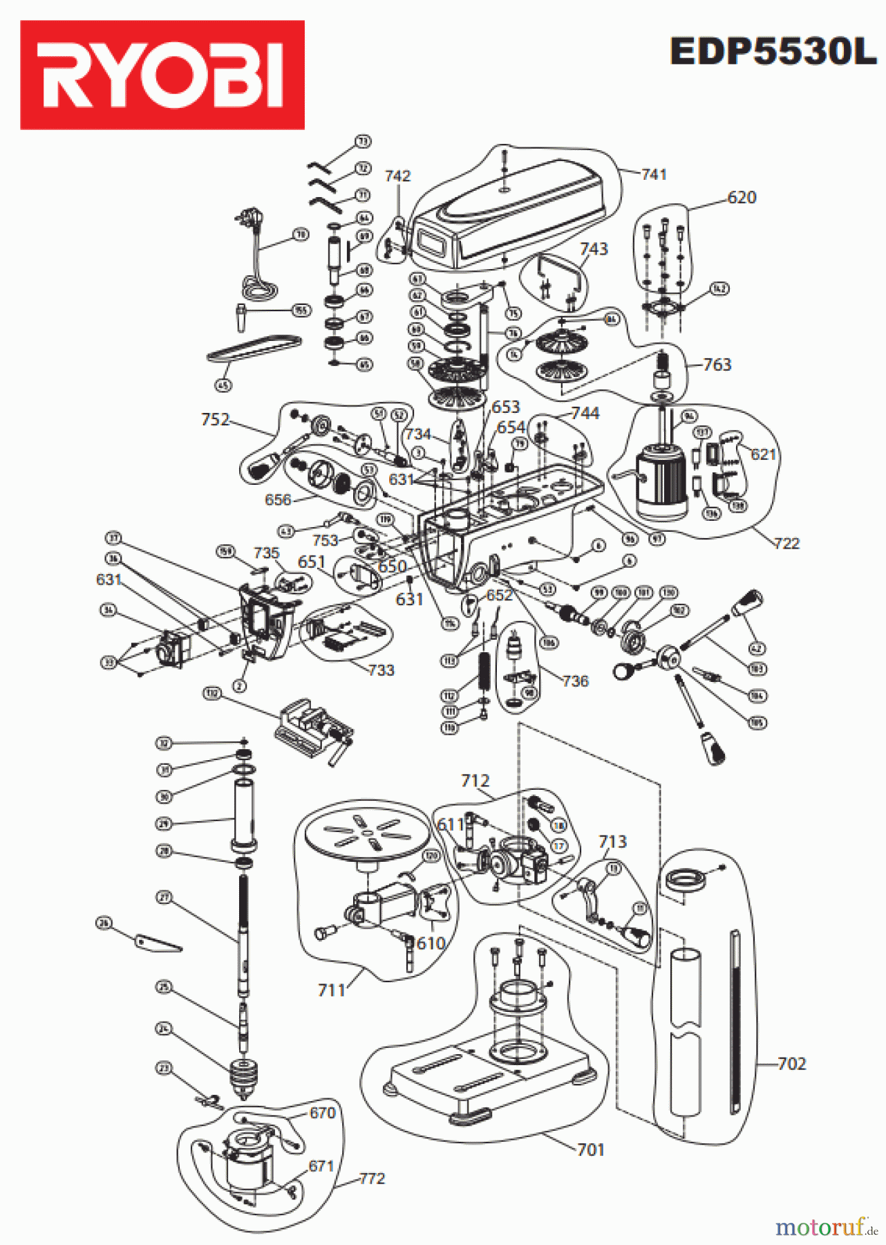 Ryobi (Schlag-)Bohrschrauber Tischbohrmaschine EDP5530L Seite 1