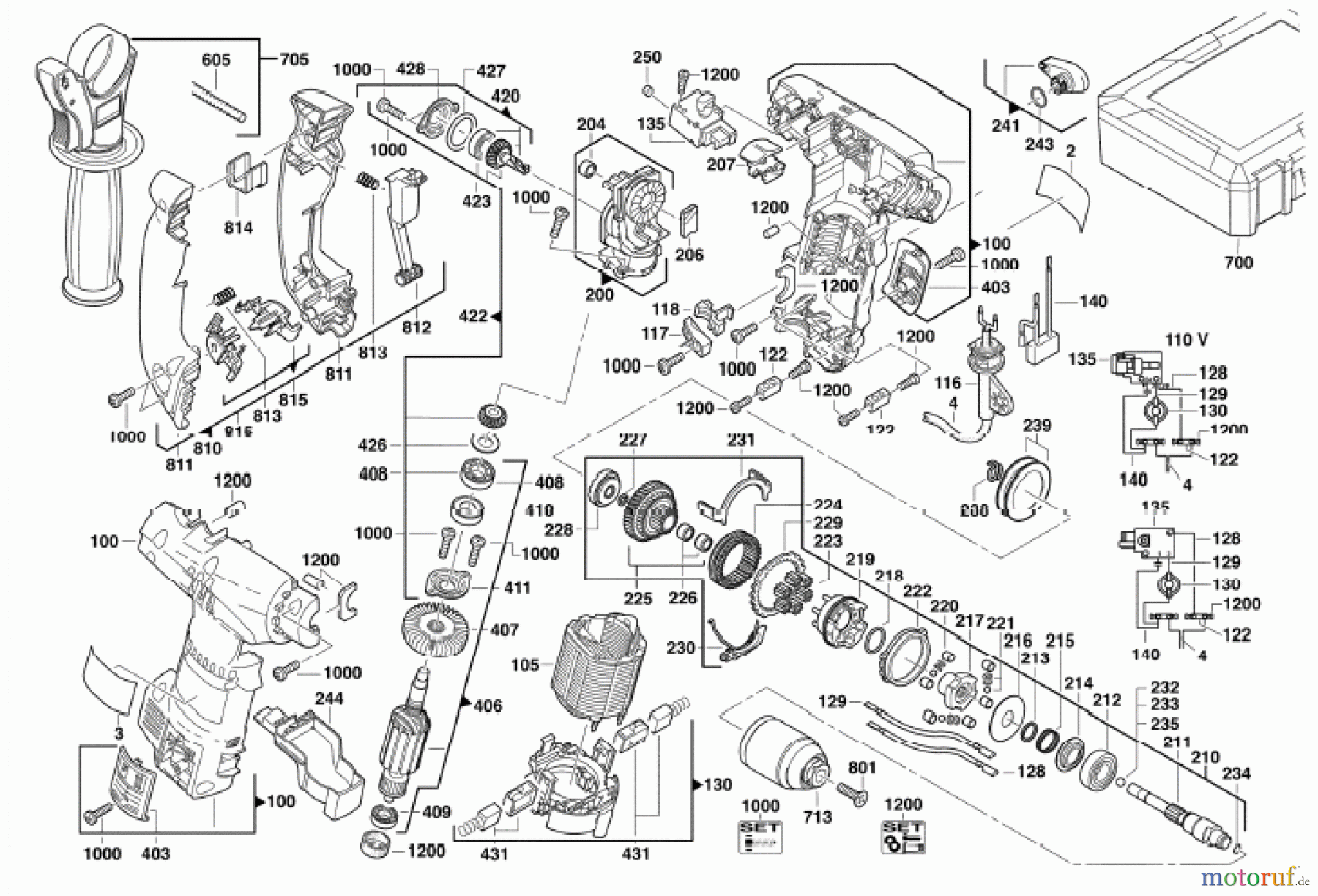  Milwaukee Kabelgeführte Geräte Bohren und Meißeln ältere Geräte Schlagbohrer T-TEC 201 SCHLAGBOHRER
