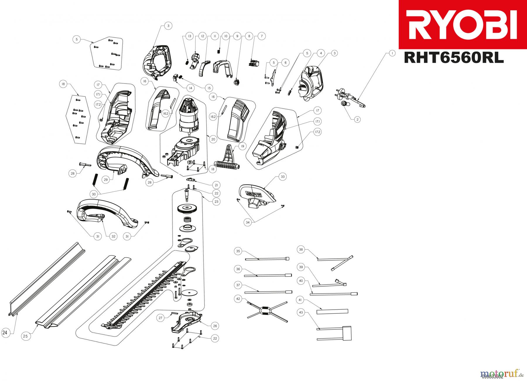  Ryobi Heckenscheren Elektro RHT6560RL