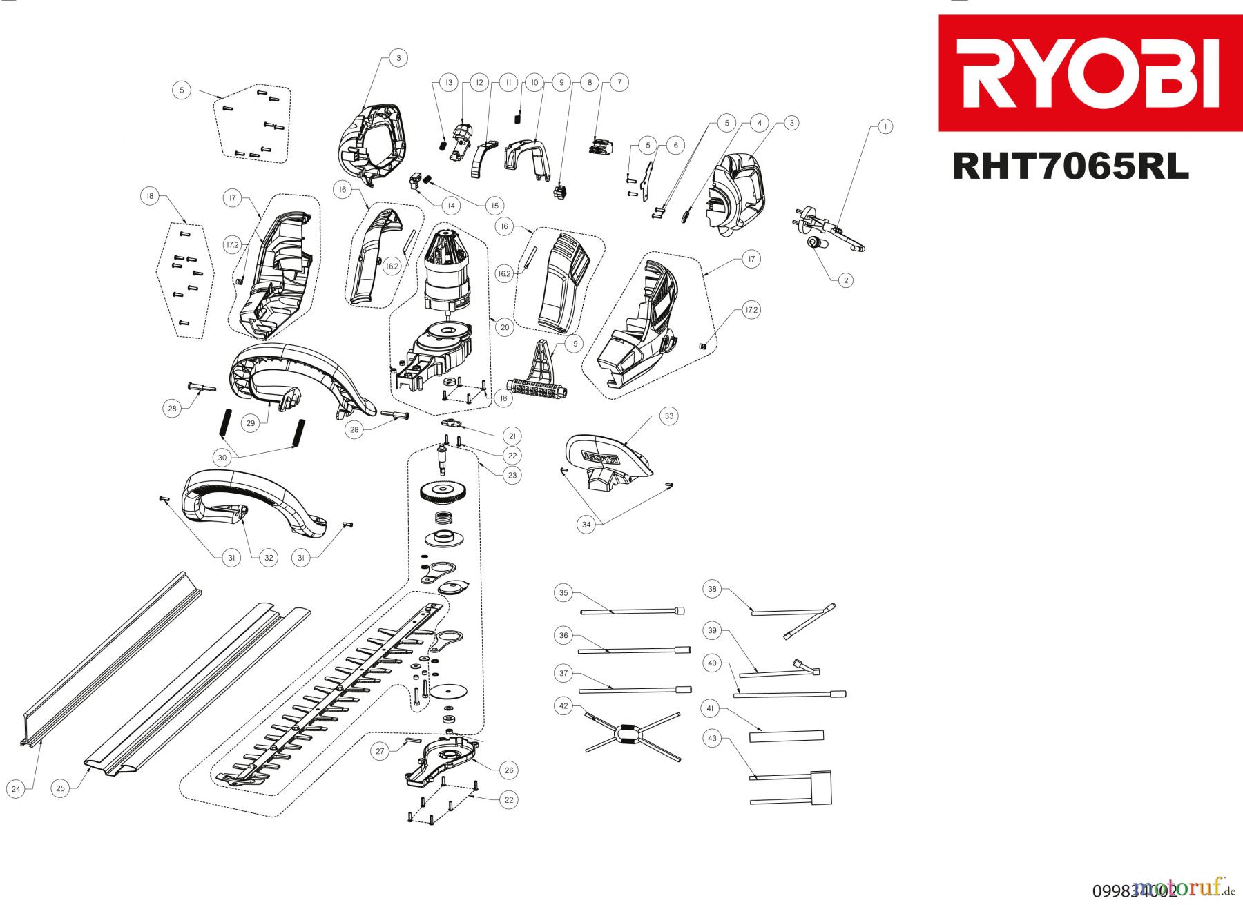  Ryobi Heckenscheren Elektro RHT7565RL