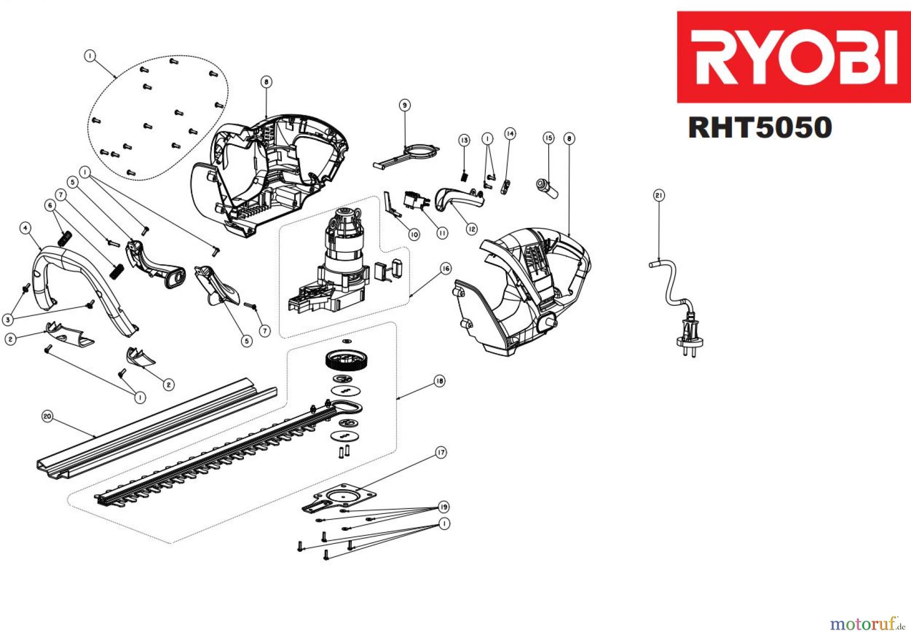  Ryobi Heckenscheren Elektro RHT5050