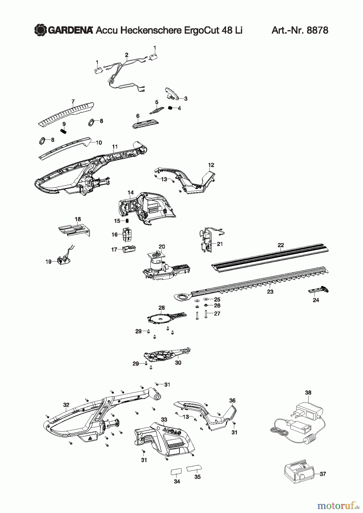  Gardena Akkuscheren Accu-Heckenschere  ErgoCut 48-Li