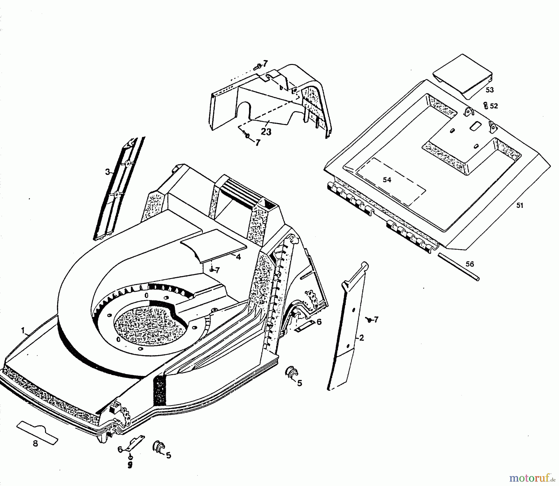 Wolf-Garten Elektromäher 4.42 E 4940680 Serie E (1996) Heckklappe, Mähwerksgehäuse