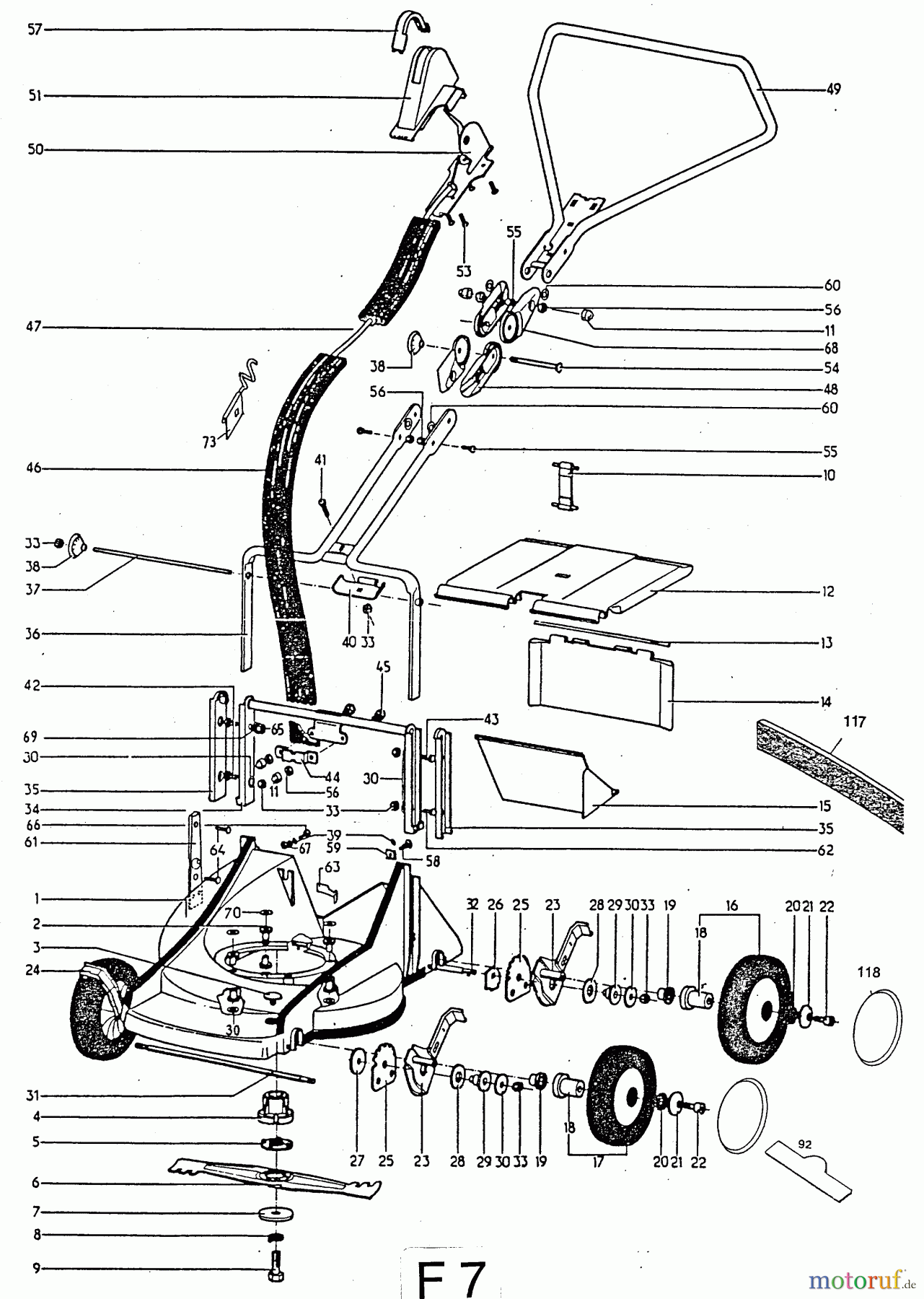  Wolf-Garten Motormäher 4.46 B 6905580 Serie A  (1996) Holm, Räder