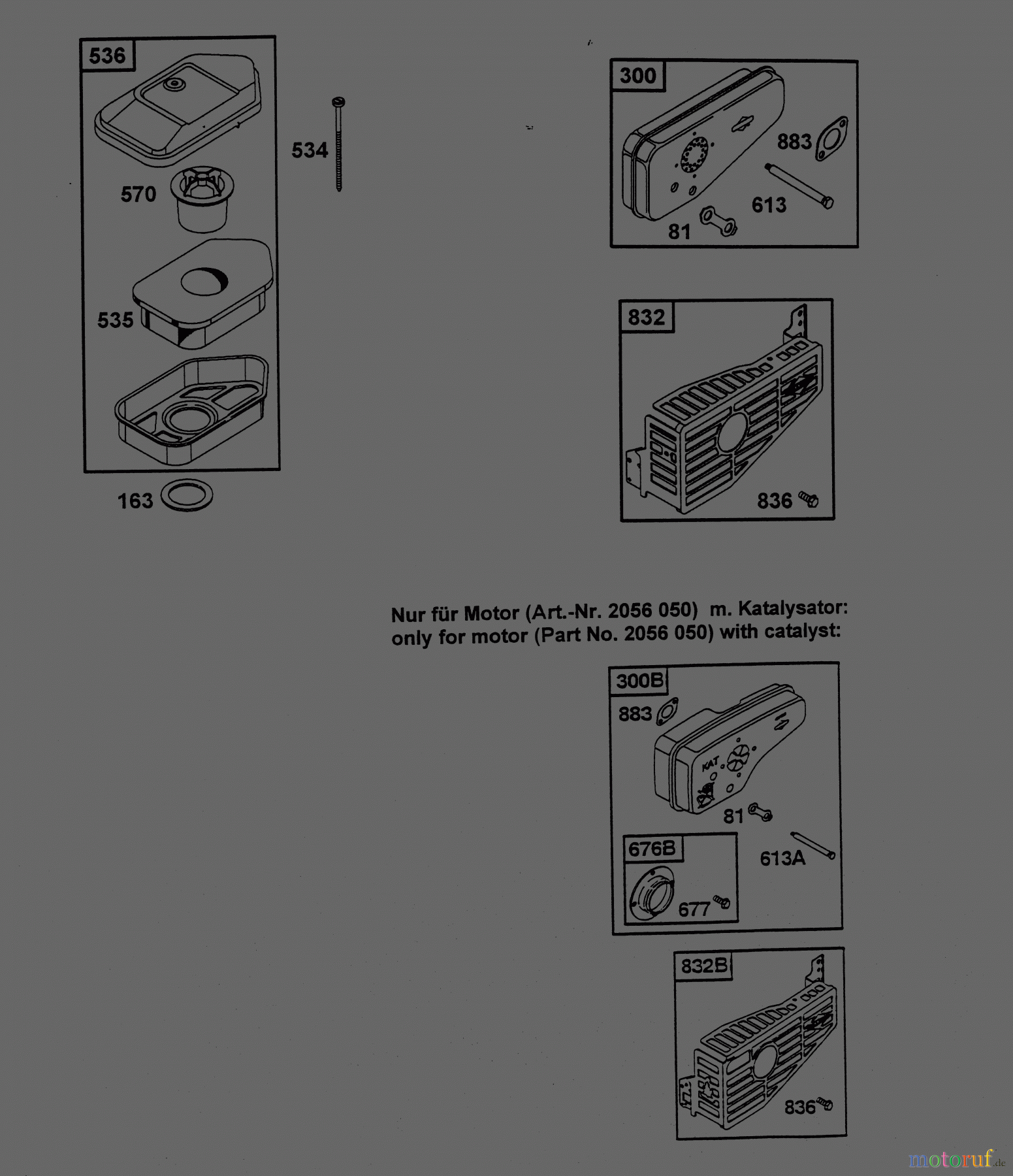 Wolf-Garten Benzinmotoren Briggs&Stratton Quattro 40 S 2056060 (2002) Auspuff, Luftfilter