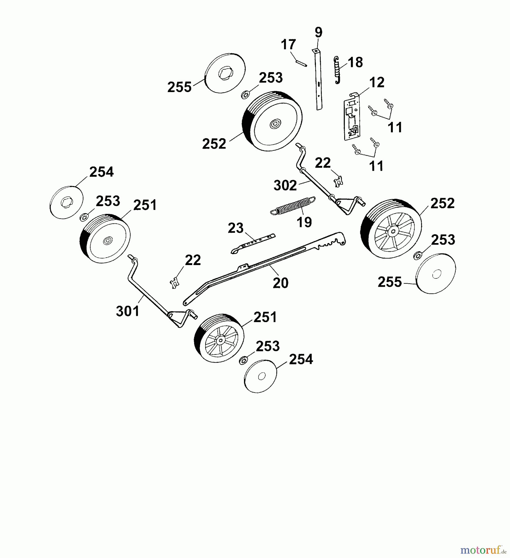 Wolf-Garten Motormäher Premio 40 B 4011000 Serie D, E  (2004) Räder, Schnitthöhenverstellung