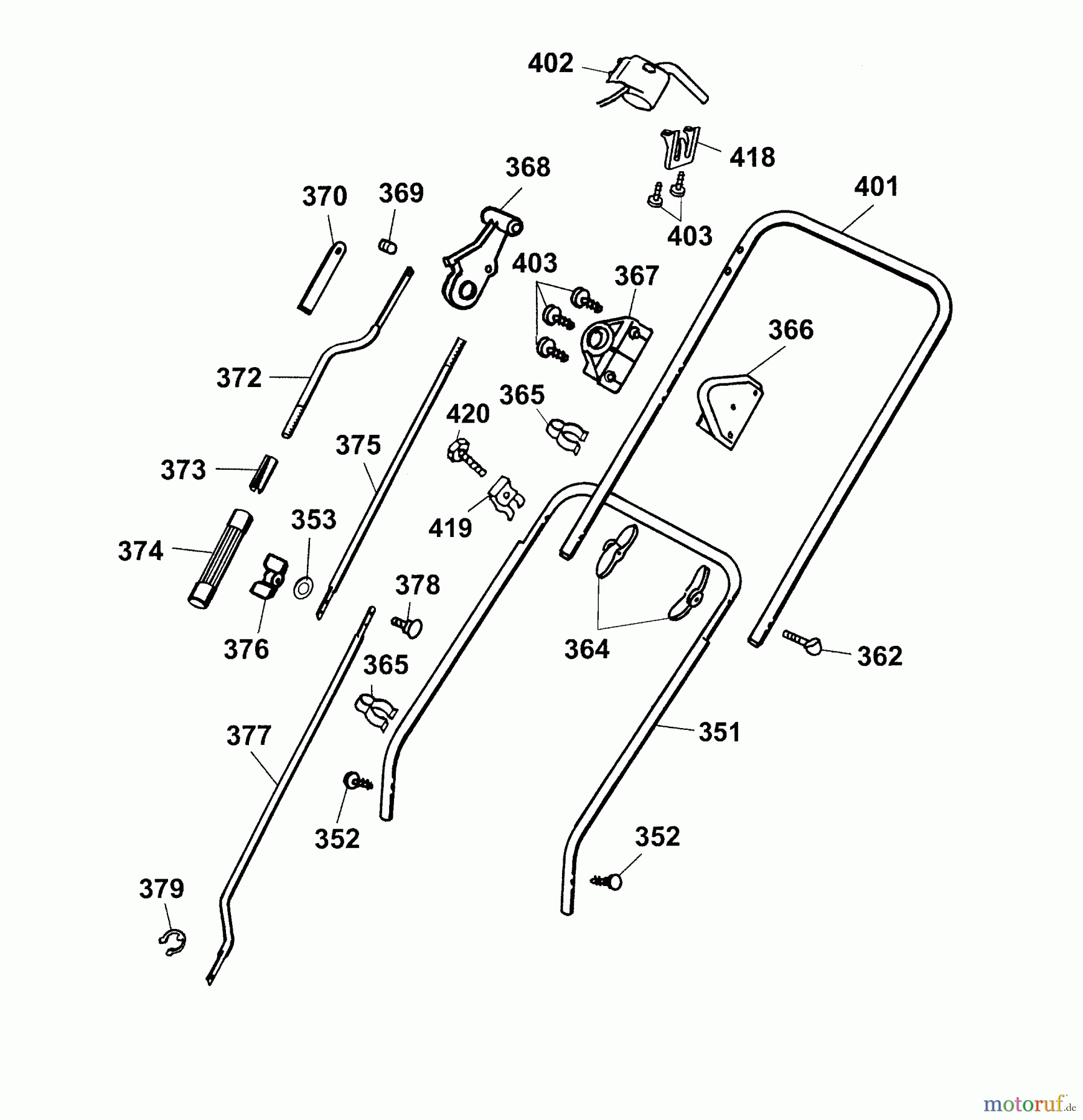 Wolf-Garten Elektrovertikutierer UV 30 EV 3630680 Serie B, C (2004) Holm, Höhenverstellung