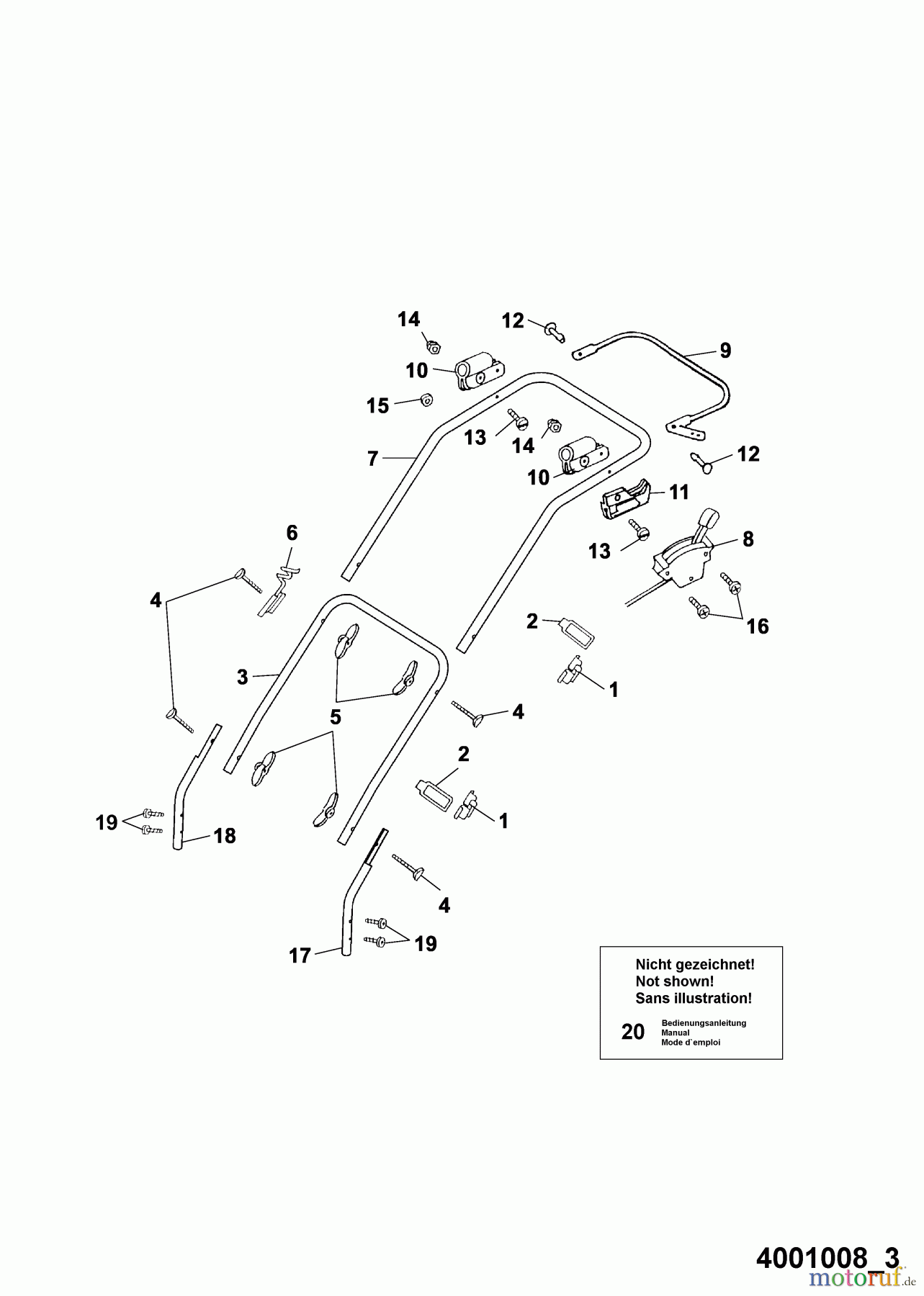  Wolf-Garten Motormäher HBM 40 B 4001008 Serie C  (2005) Holm
