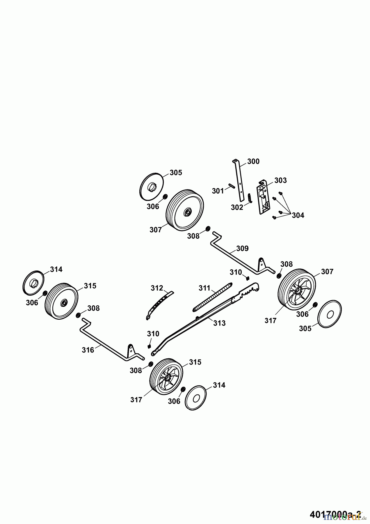 Wolf-Garten Motormäher 6.40 B 4017000 Serie A (2007) Höhenverstellung, Räder