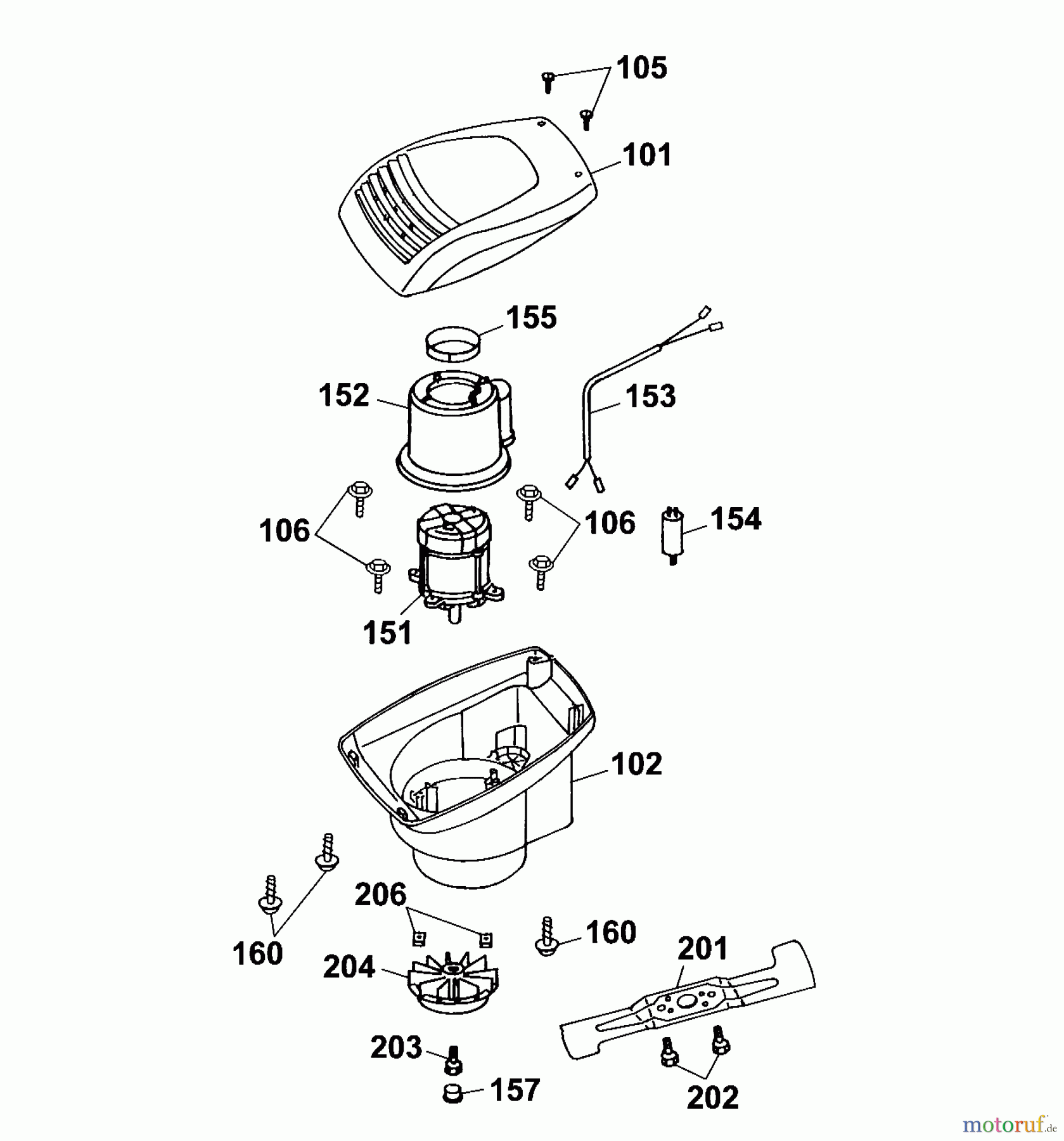  Wolf-Garten Elektromäher 40 E 4028006 Serie A  (2001) Abdeckhaube Motor, Messer, Motor