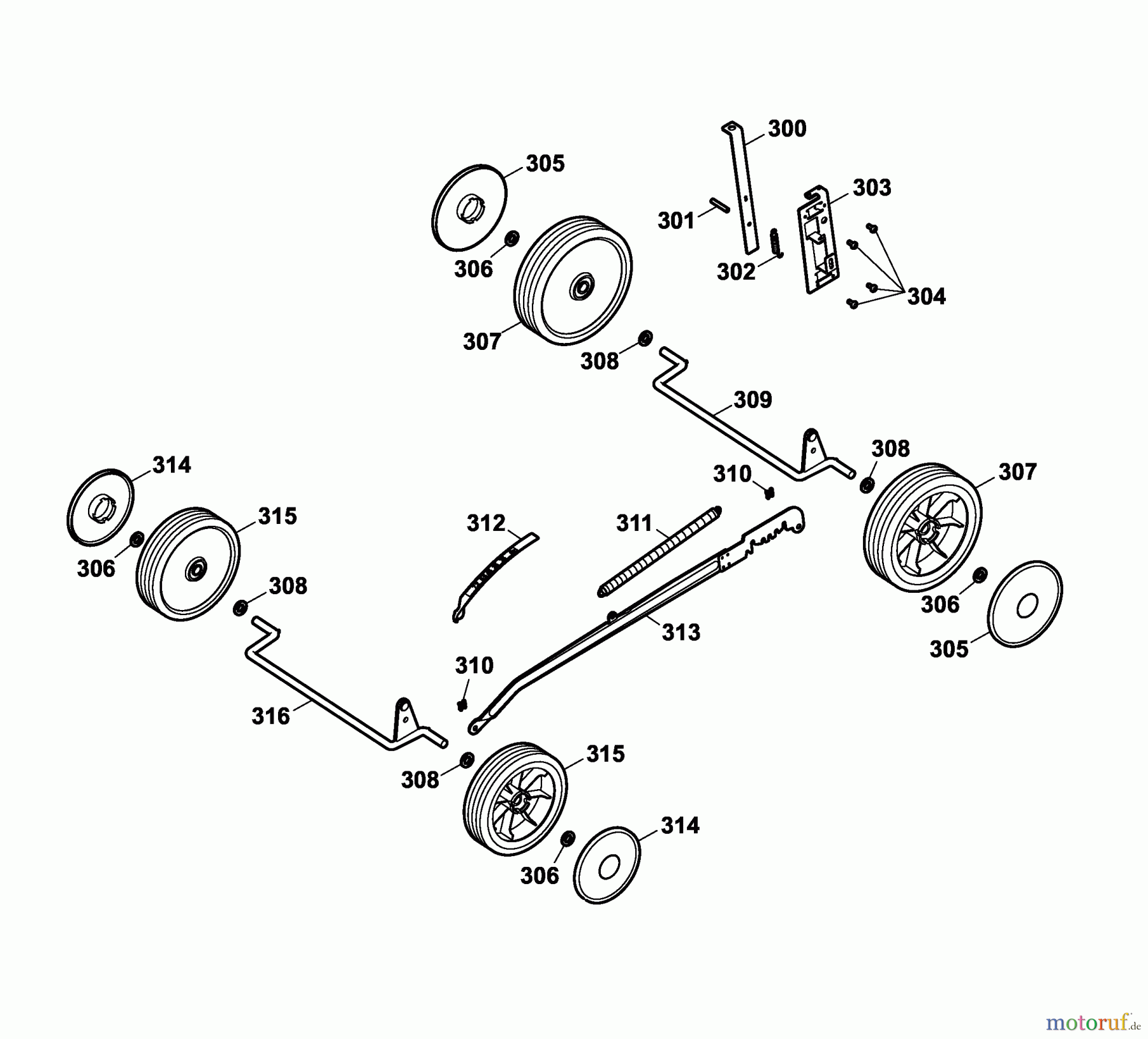  Wolf-Garten Elektromäher Compact plus Power Edition 40 E 4048003 Serie A  (2006) Räder, Schnitthöhenverstellung