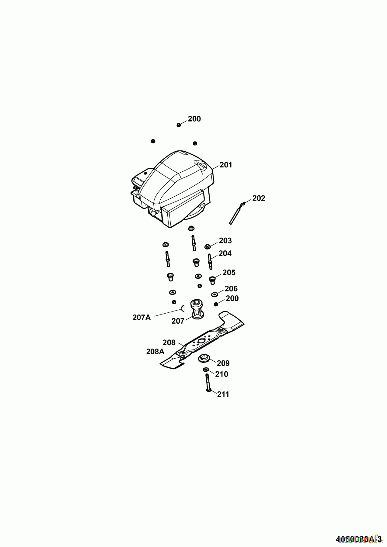  Wolf-Garten Motormäher Power Edition 40 H 4050080 Serie A  (2009) Messer, Messeraufnahme, Motor