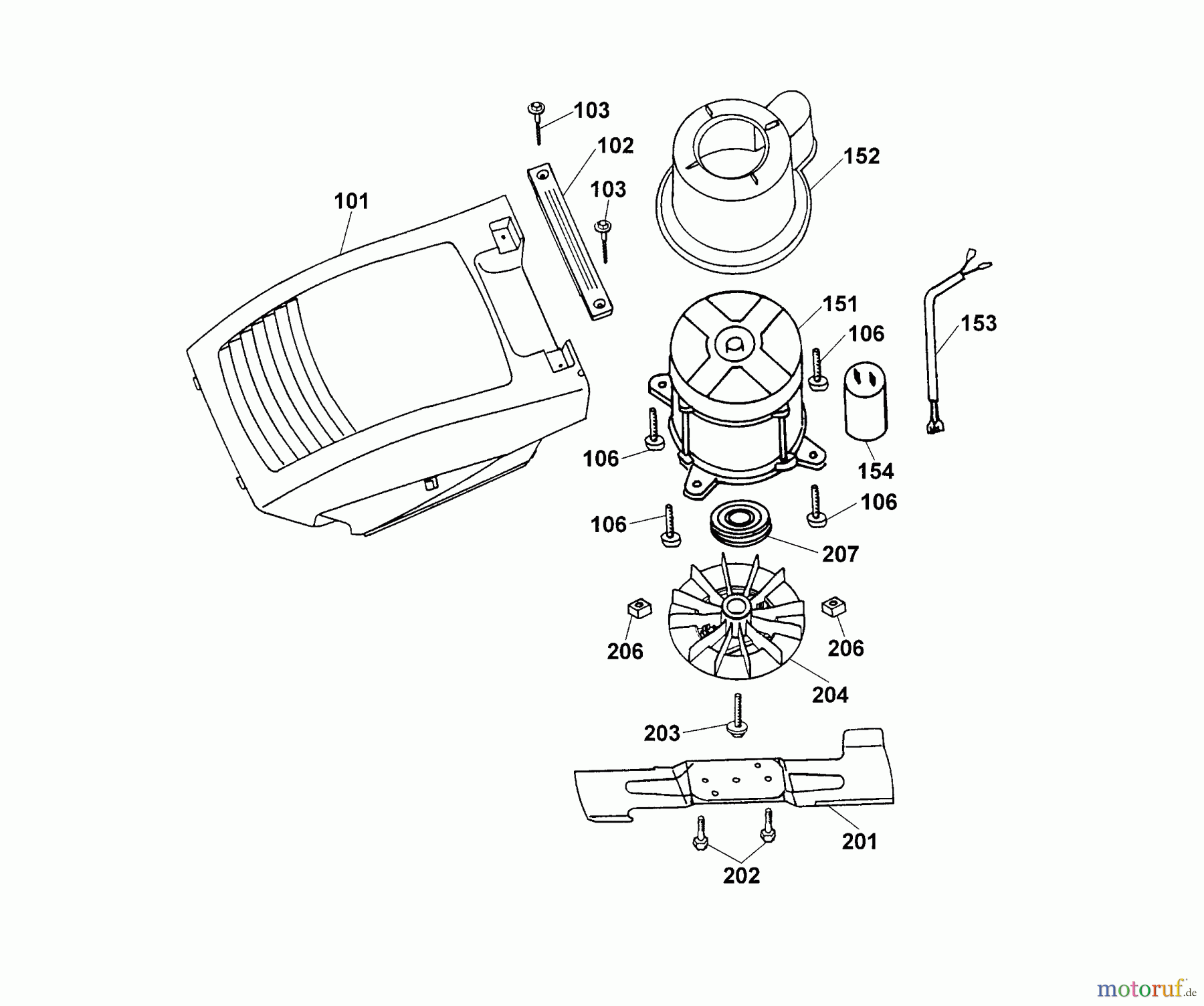  Wolf-Garten Elektromäher 4.40 E 4958000 Serie A, B, C  (2002) Abdeckhaube Motor, Messer, Motor