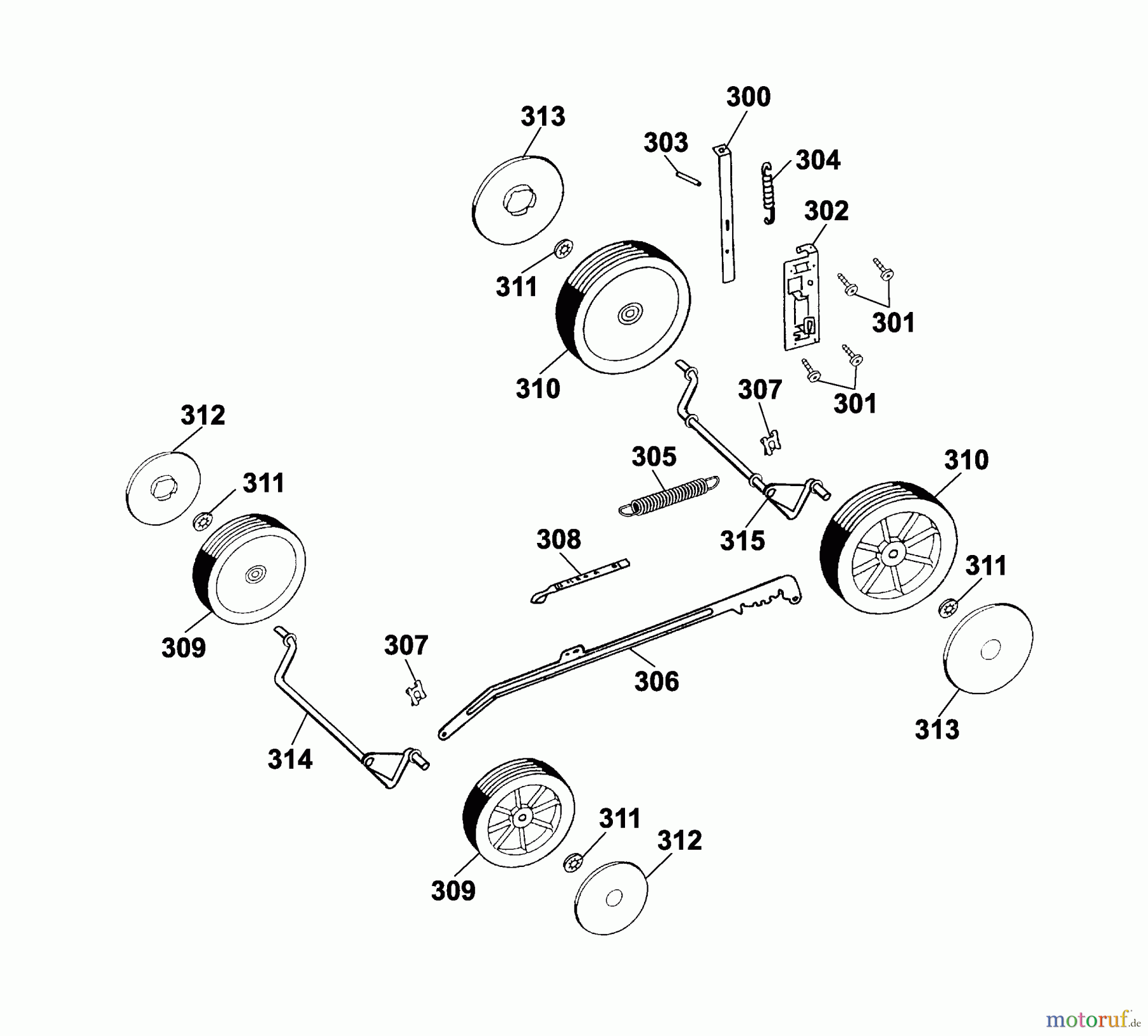  Wolf-Garten Motormäher B 46 TB 4602080 Serie E  (2005) Höhenverstellung, Räder