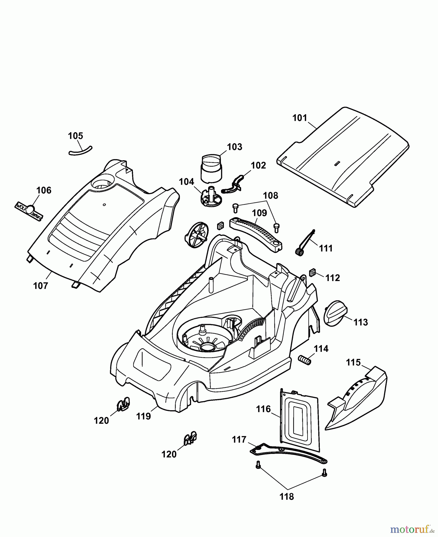 Wolf-Garten Elektromäher 2.34 CPK 4904005 Serie C (2007) Mähwerksgehäuse