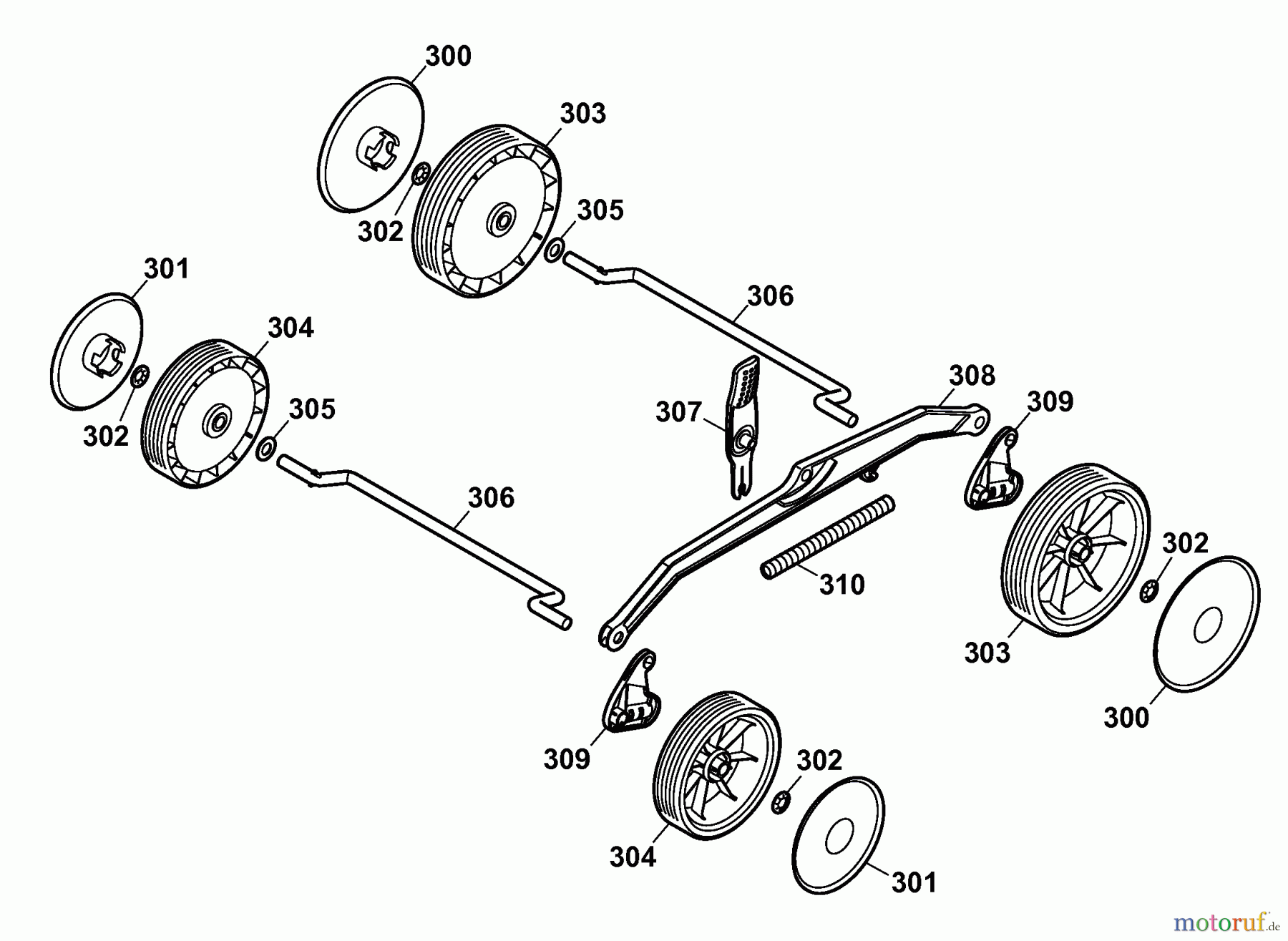 Wolf-Garten Elektromäher Compact plus 34 E 4904080 Serie D (2008) Höhenverstellung, Räder