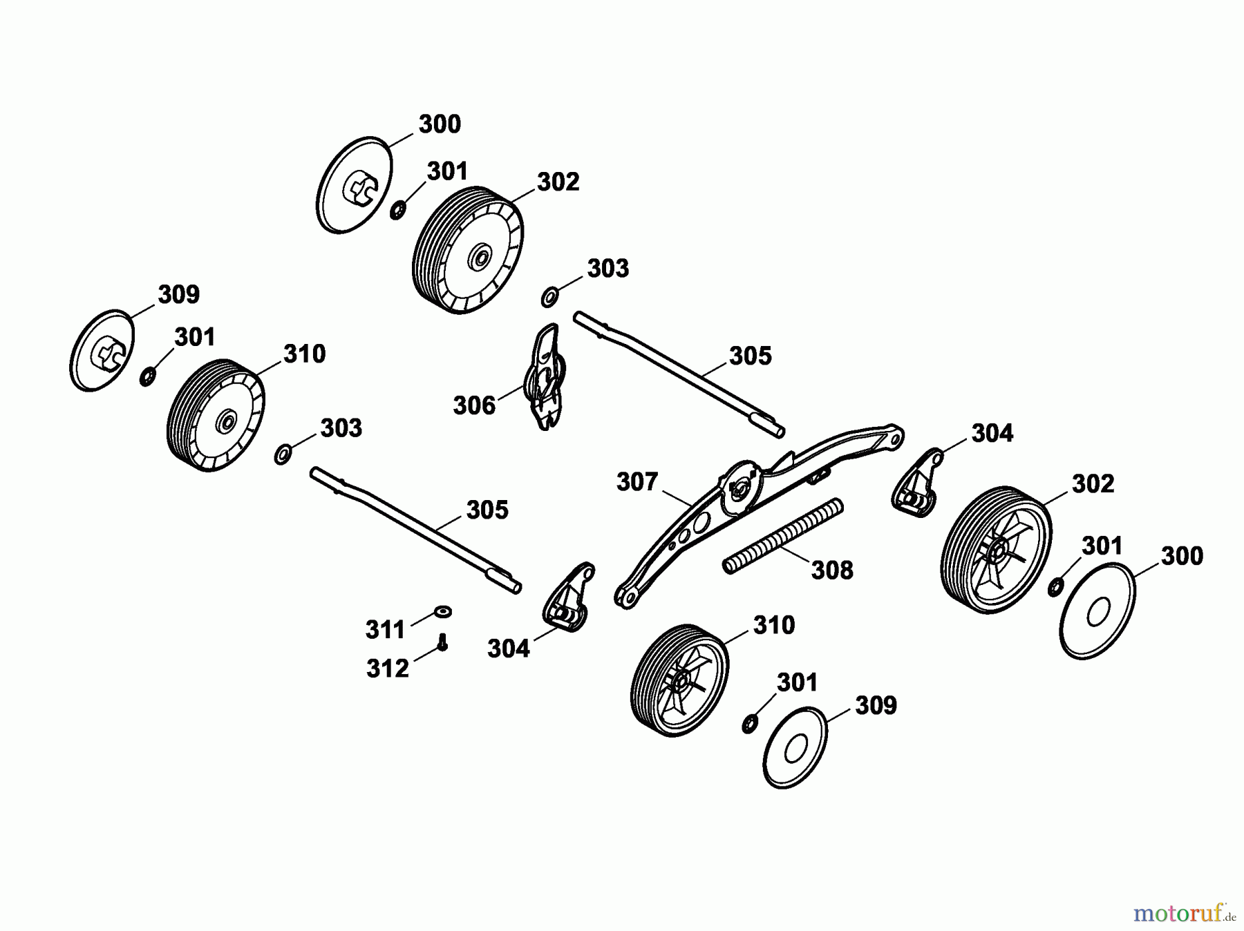  Wolf-Garten Elektromäher 2.32 E-1 4905000 Serie A  (2006) Räder, Schnitthöhenverstellung