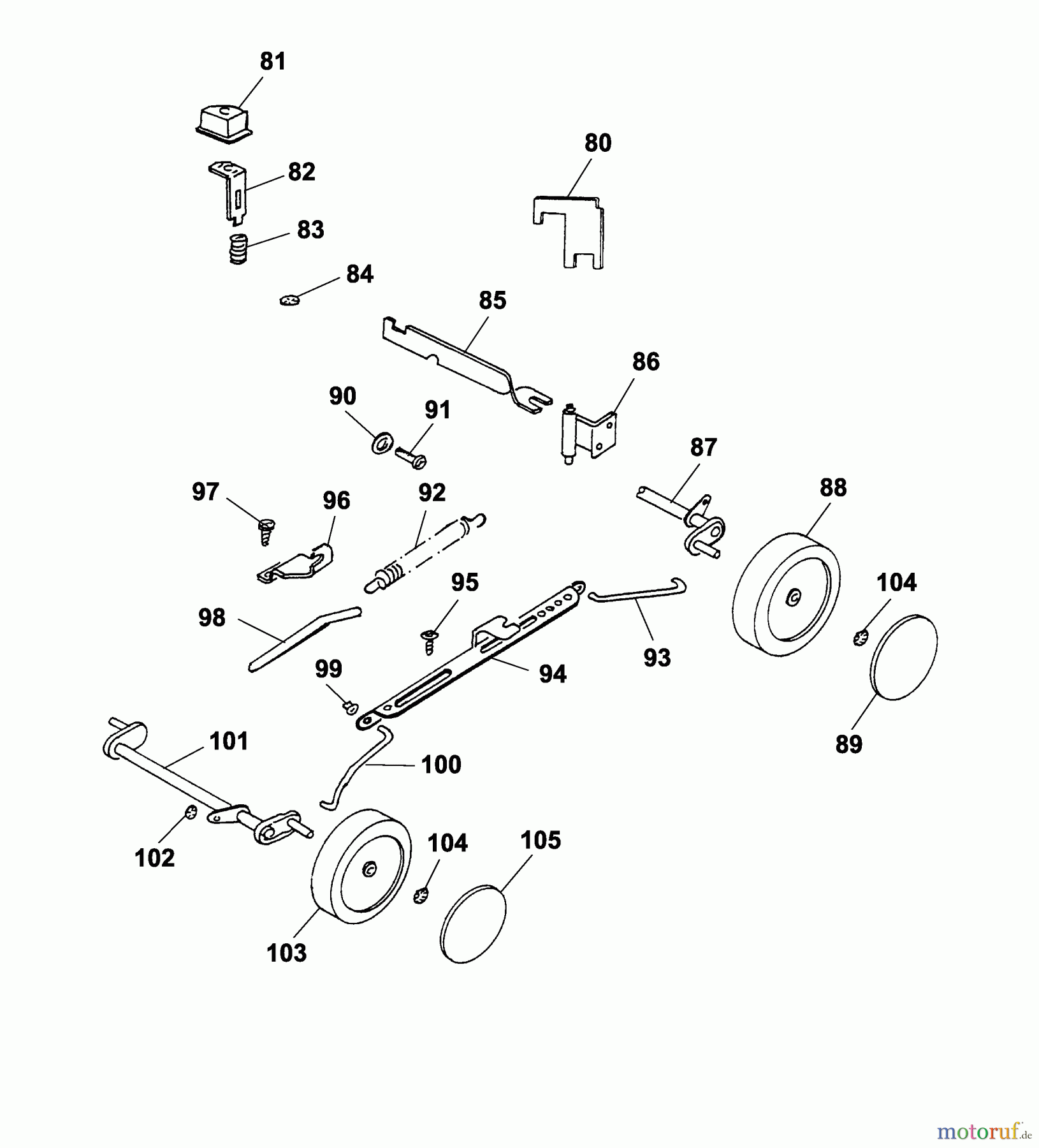 Wolf-Garten Elektromäher 2.36 E 4906780 Serie B, C (2005) Räder, Schnitthöhenverstellung