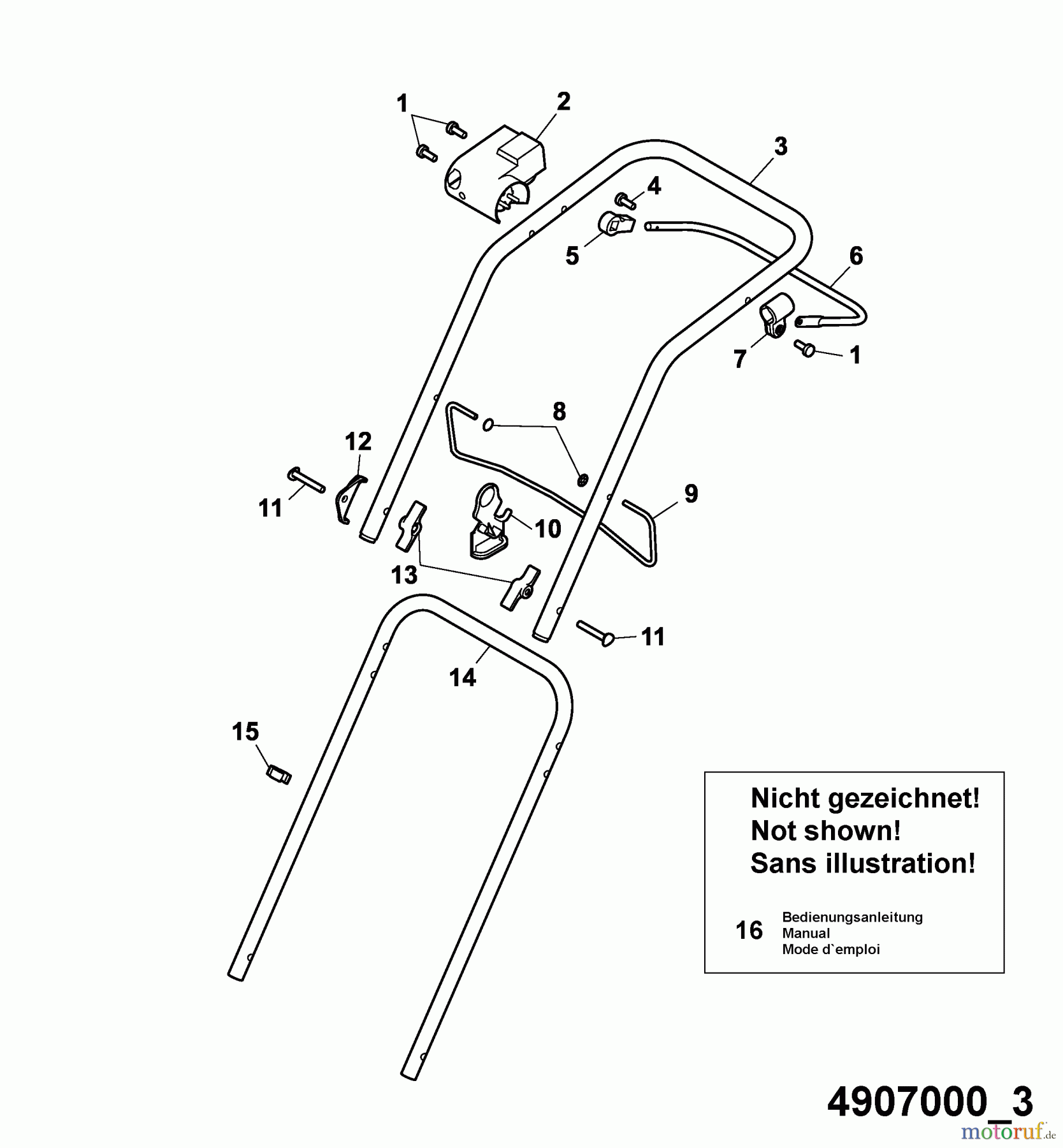 Wolf-Garten Elektromäher Compact plus 37 E 4907000 Serie A (2005) Holm
