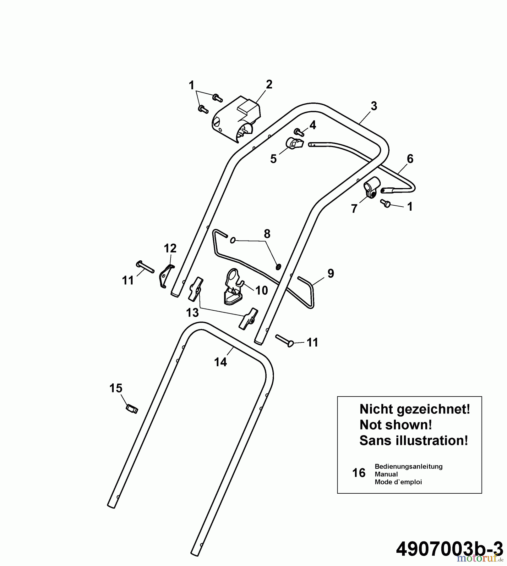  Wolf-Garten Elektromäher Compact plus 37 E 4907003 Serie B  (2007) Holm