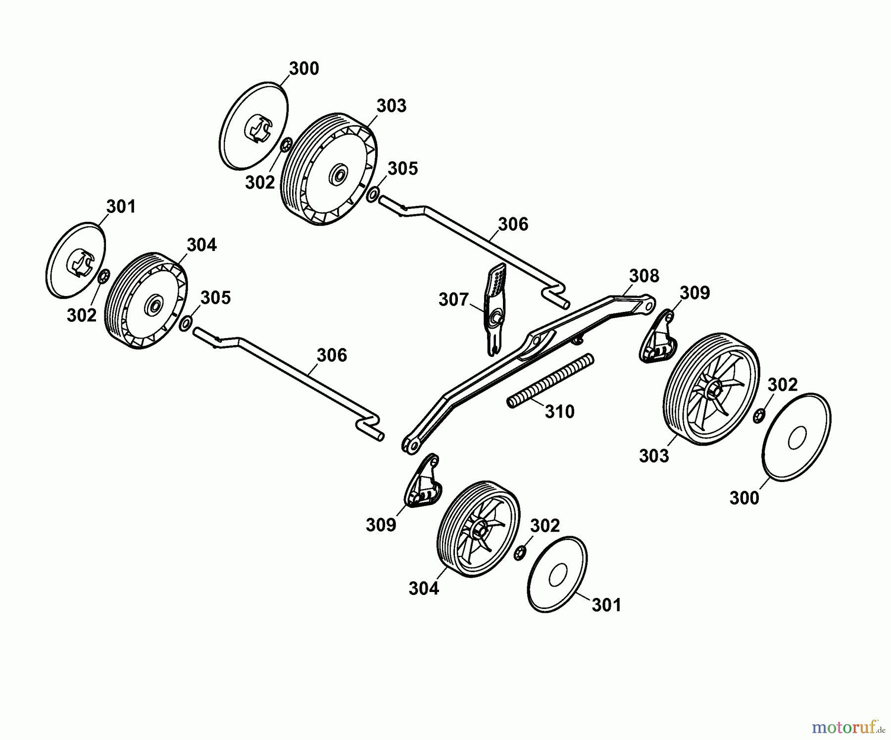 Wolf-Garten Elektromäher 2.37 E 4917000 Serie A (2006) Räder, Schnitthöhenverstellung
