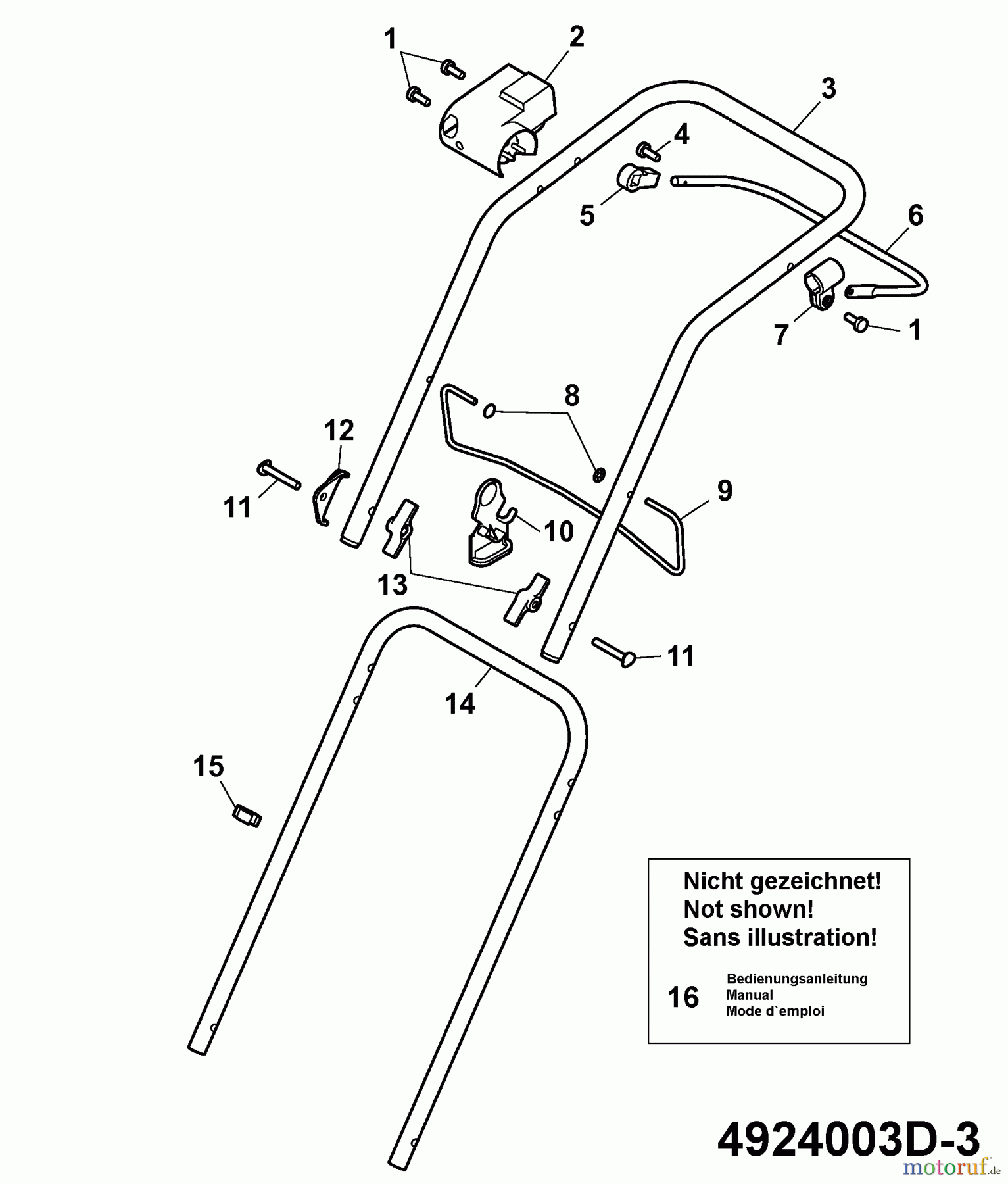  Wolf-Garten Elektromäher Power Edition 34 E 4924003 Serie D  (2007) Holm
