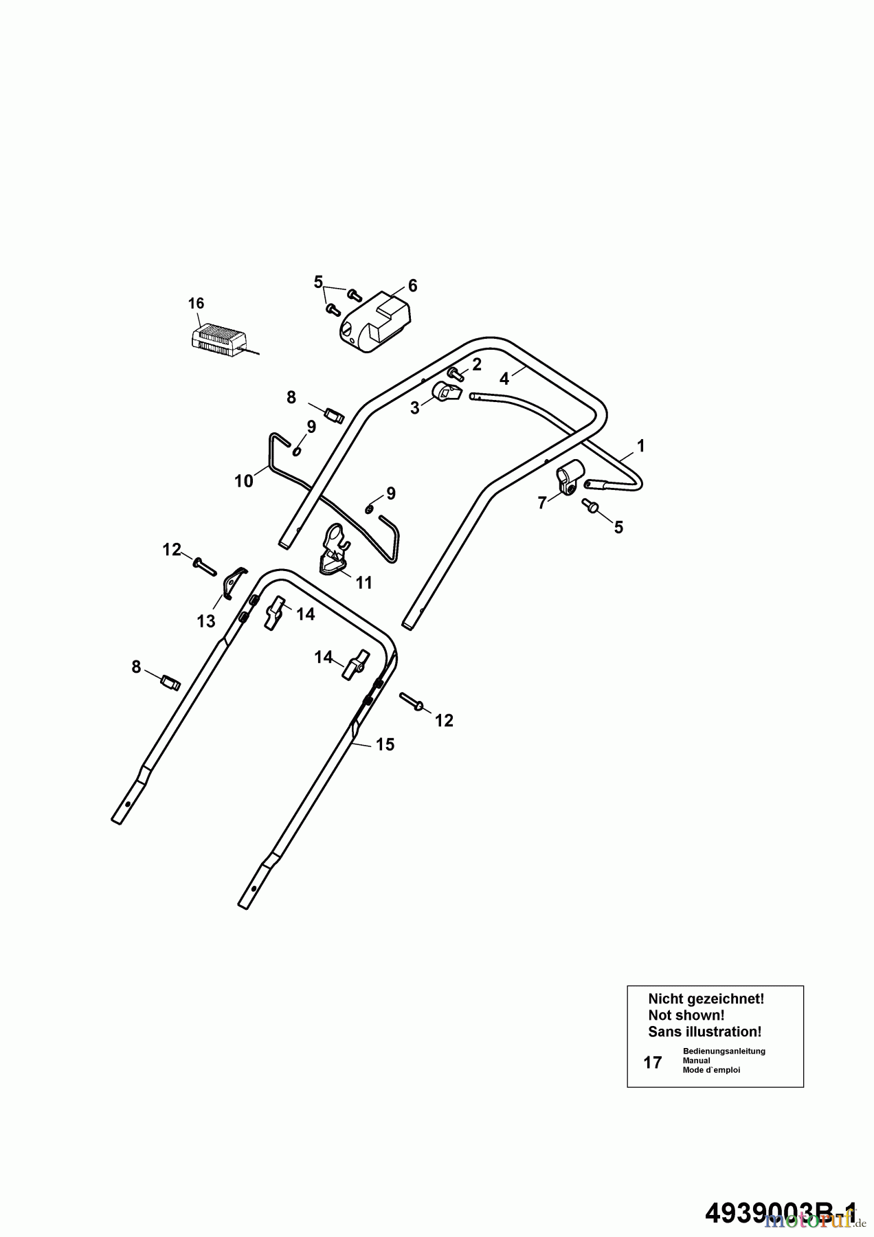  Wolf-Garten Hybridmäher Hybrid Power 37 4939003 Serie B  (2008) Holm