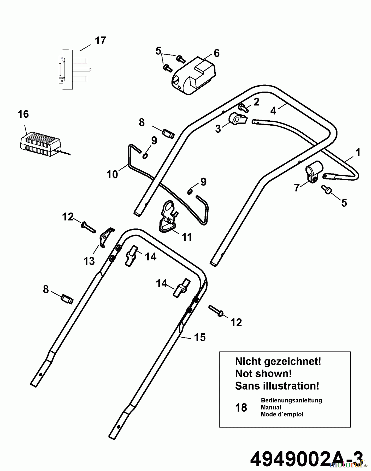  Wolf-Garten Hybridmäher Hybrid Power 40 4949002 Serie A  (2009) Holm