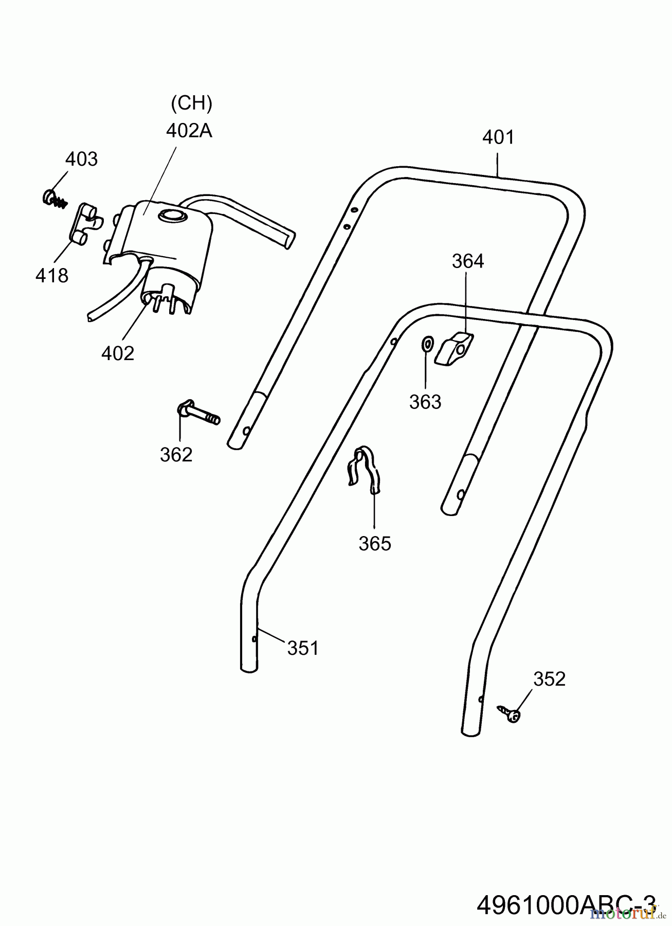  Wolf-Garten Elektromäher Esprit 40 E 4961000 Serie A, B, C  (2002) Holm, Schalter